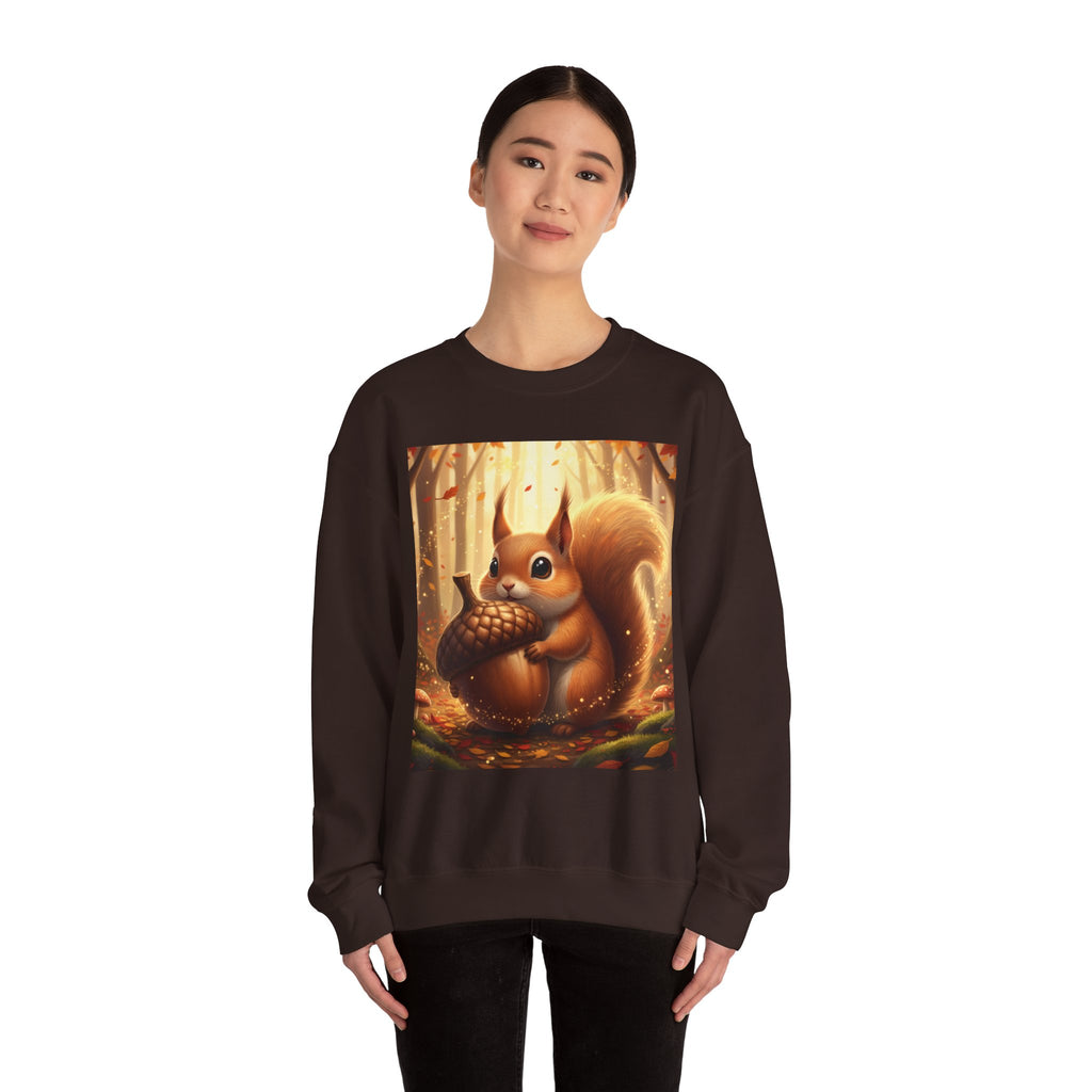 Autumn Squirrel Crewneck Sweatshirt | Cute Forest Illustration