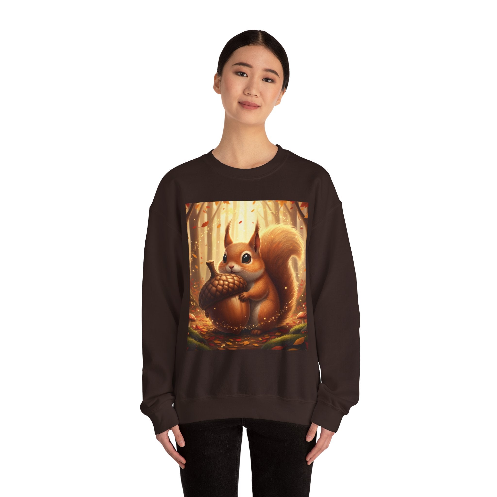 Autumn Squirrel Crewneck Sweatshirt | Cute Forest Illustration
