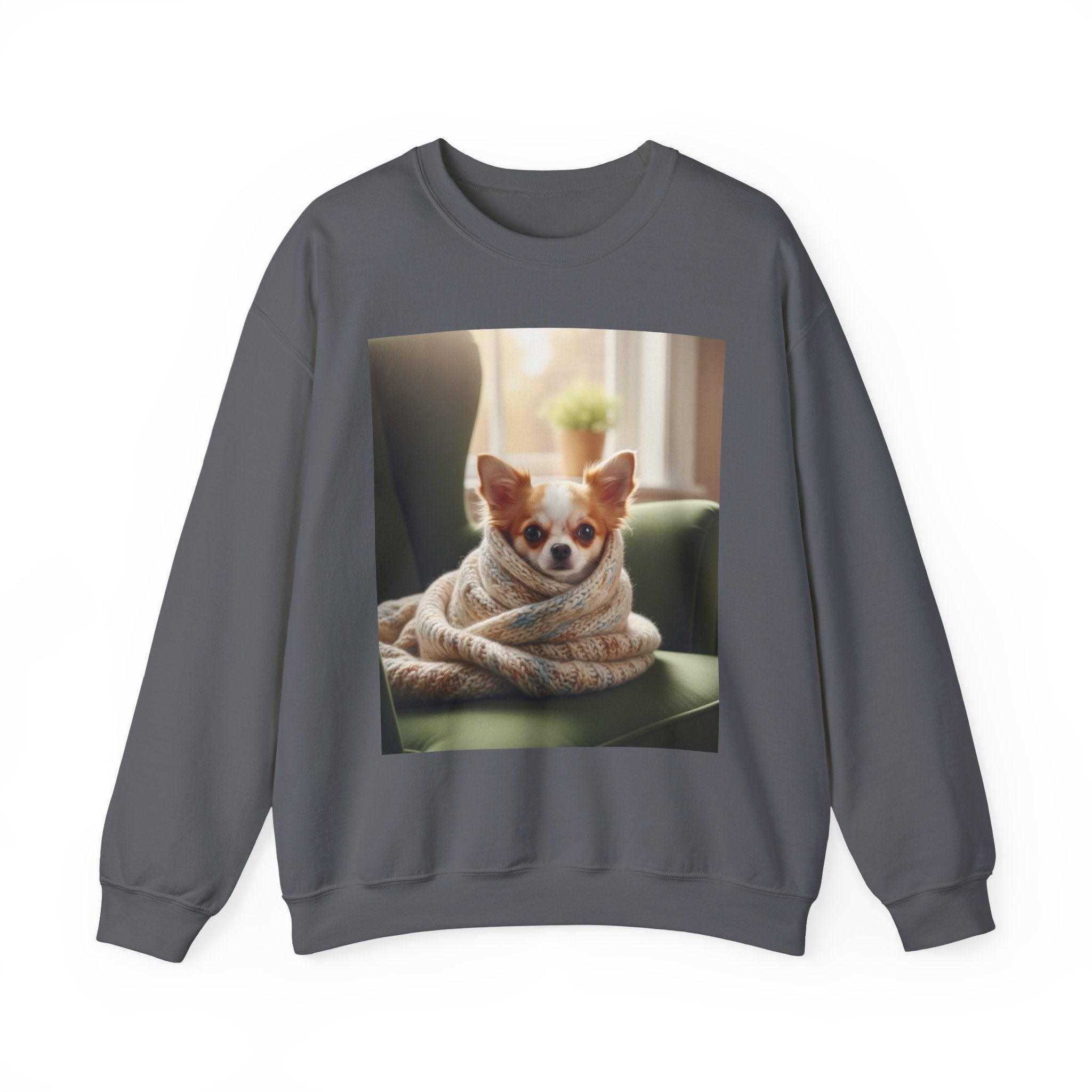 Cozy Chihuahua Wrapped in Blanket Sweatshirt | Cute Dog Crewneck