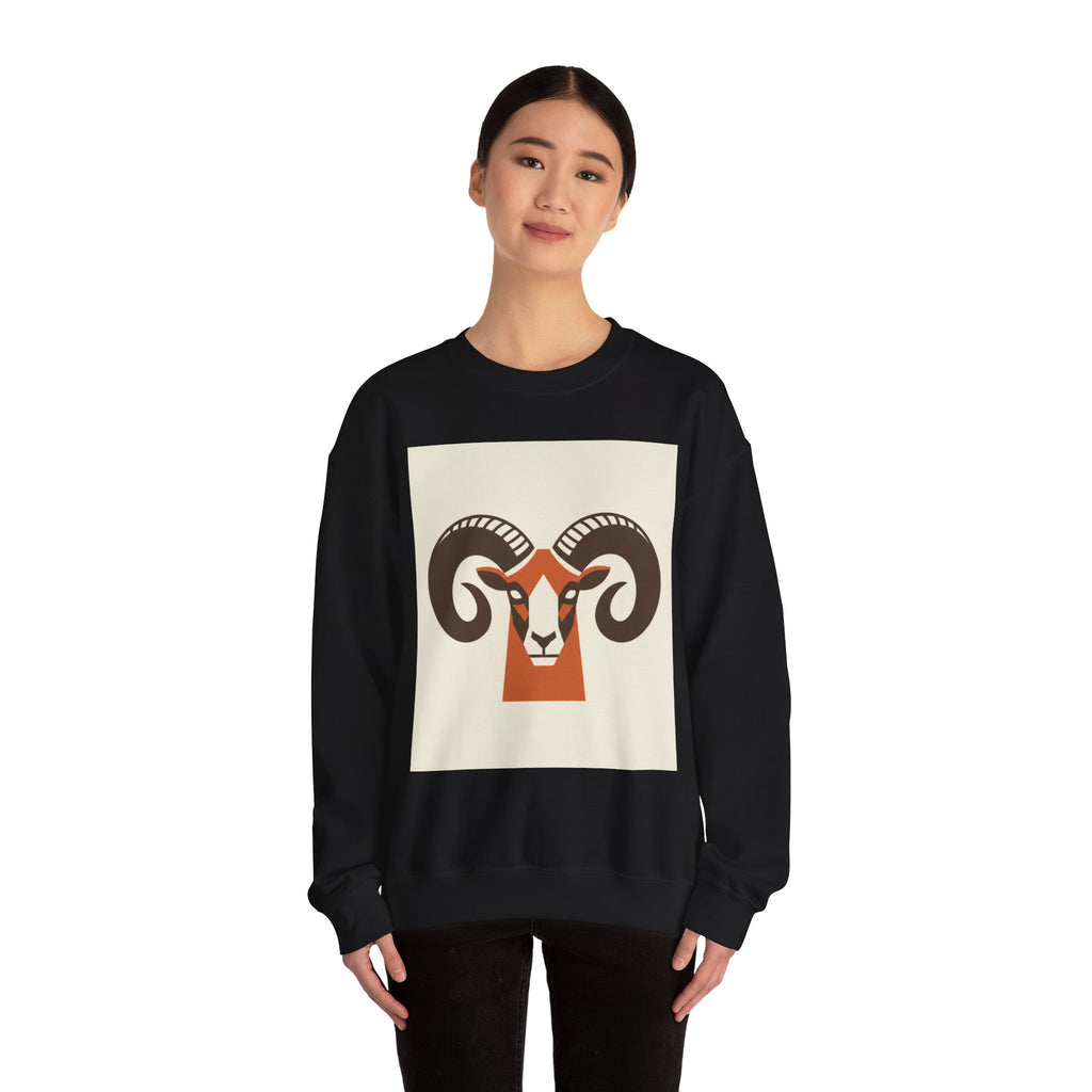 Aries Ram Graphic Sweatshirt — Bold Zodiac Ram Crewneck