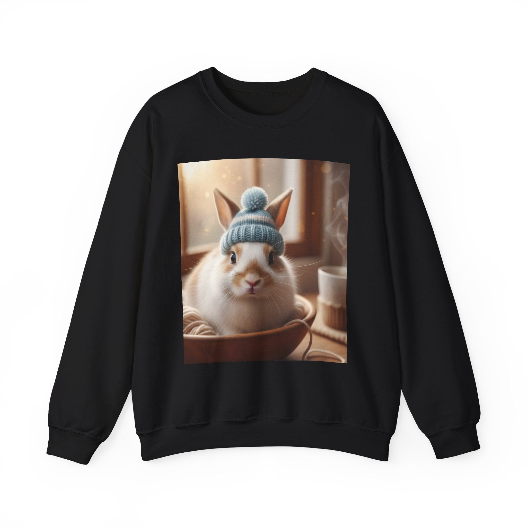 Cozy Bunny in Knit Hat Sweatshirt | Cute Rabbit Winter Graphic