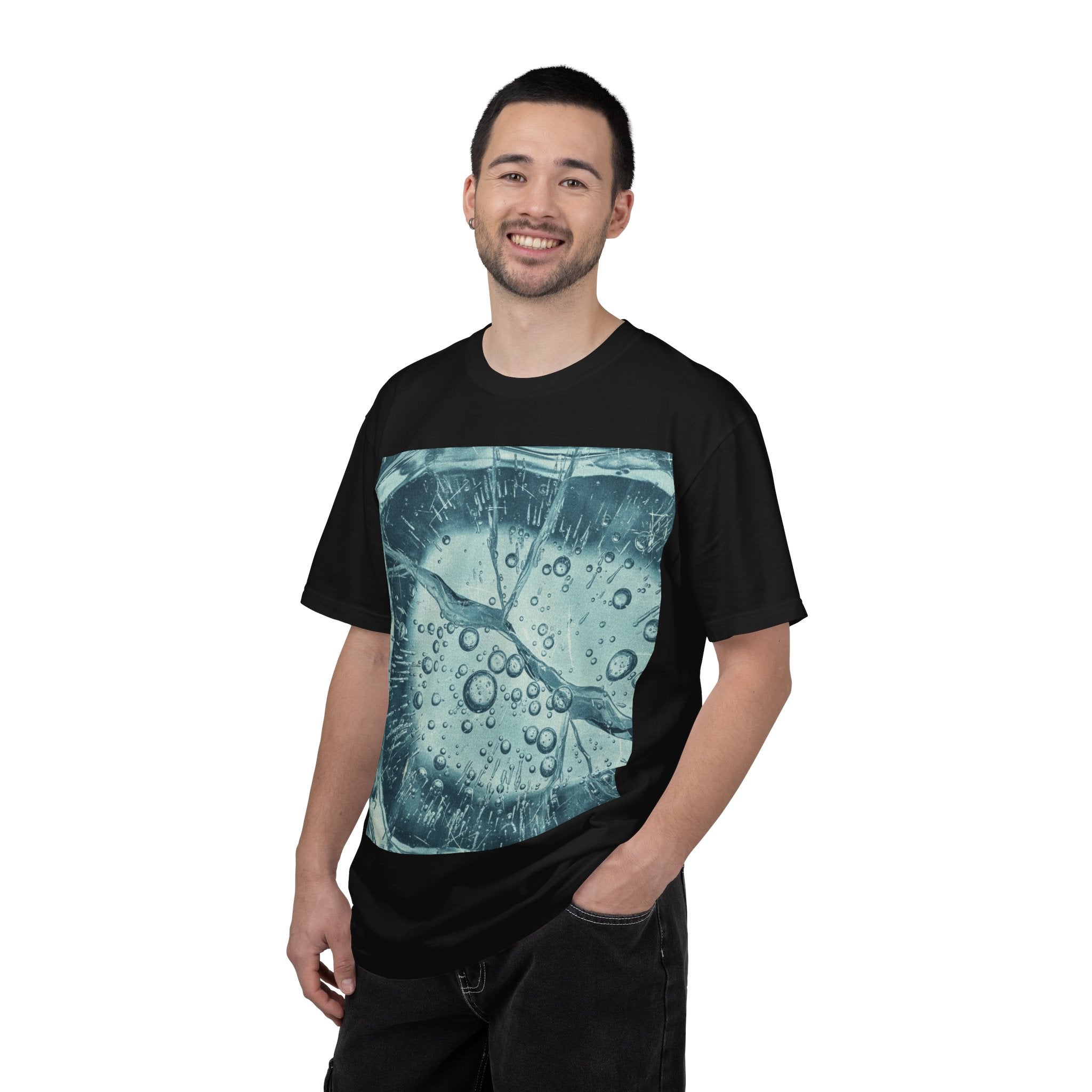 Abstract Water Bubble T-Shirt — Blue Liquid Texture Graphic Tee