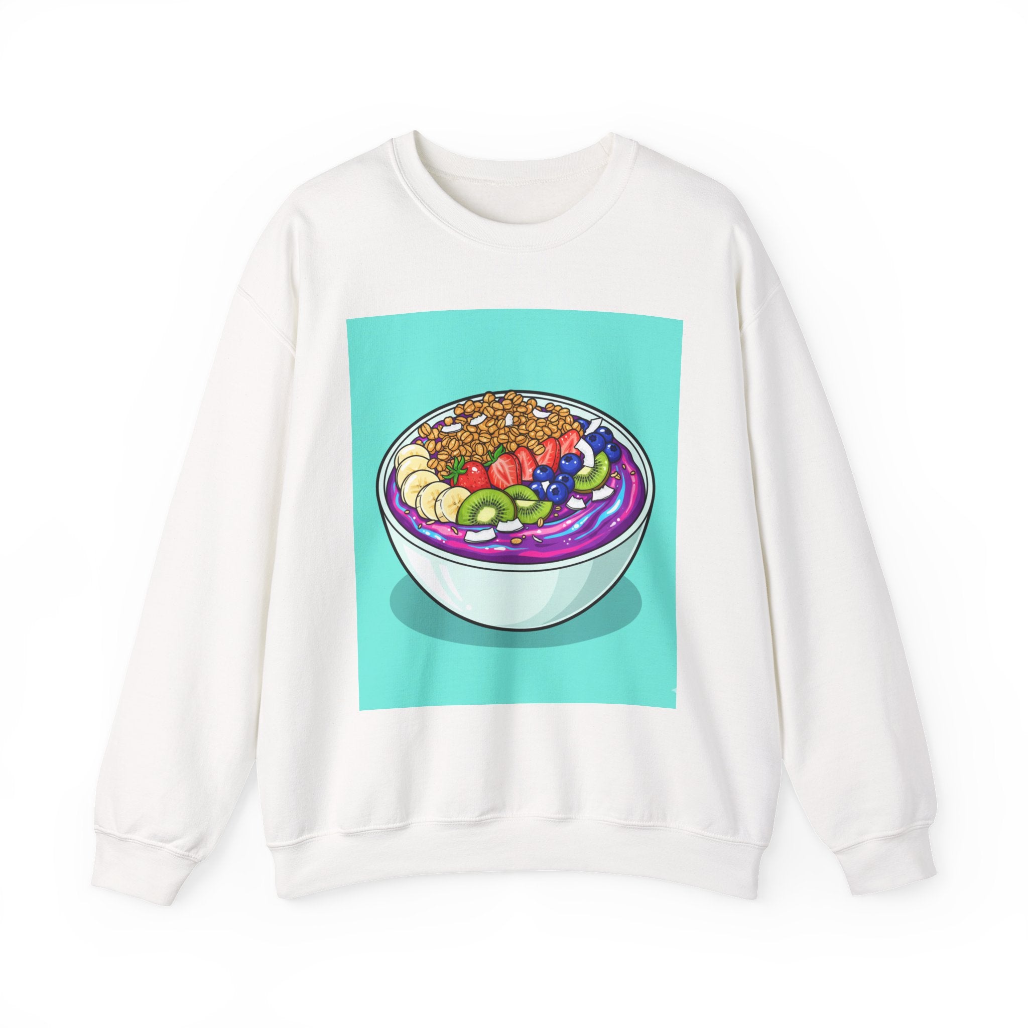Acai Bowl Crewneck Sweatshirt — Colorful Smoothie Bowl Graphic Pullover