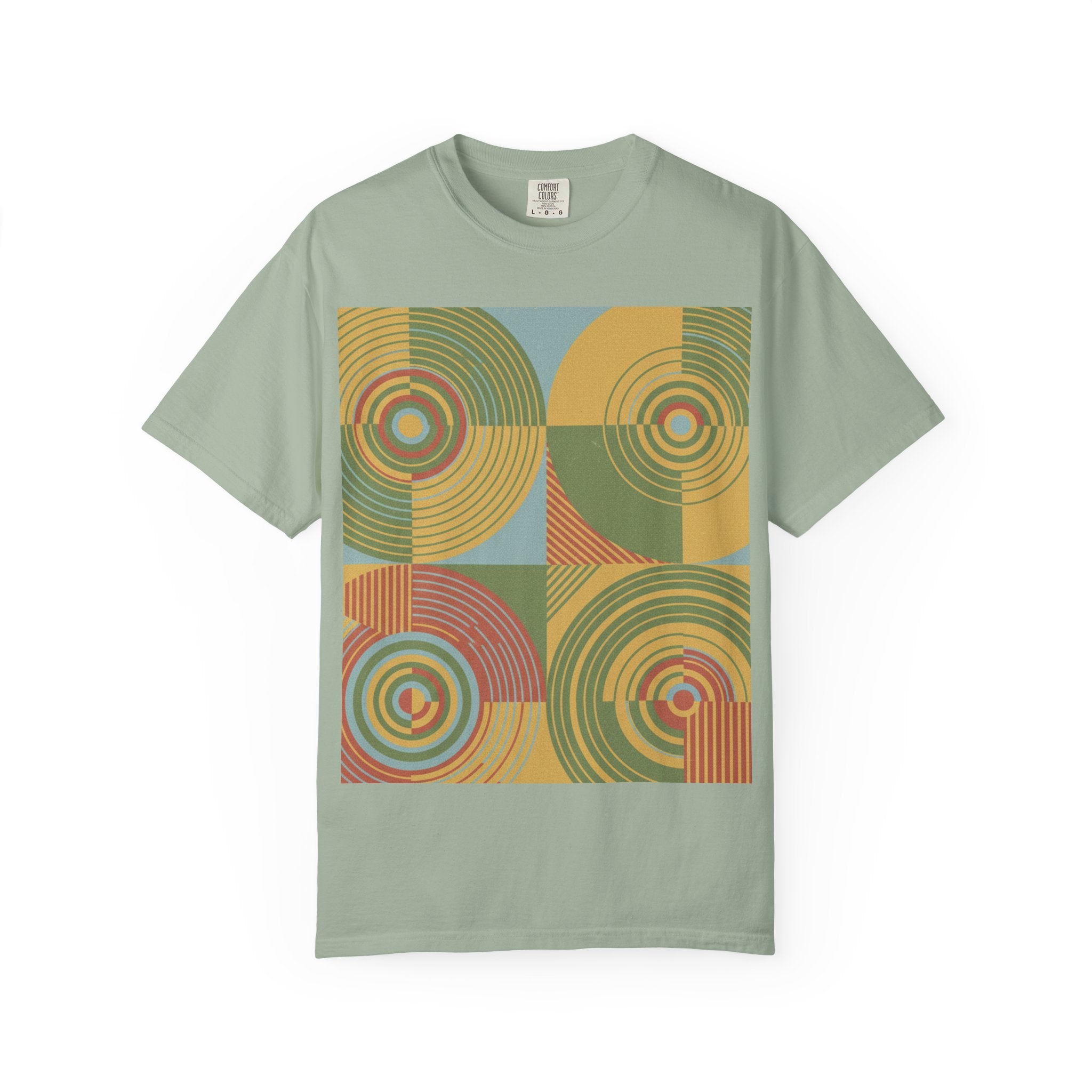Abstract Farmland Patchwork T-Shirt — Aerial Fields Modernist Illustration