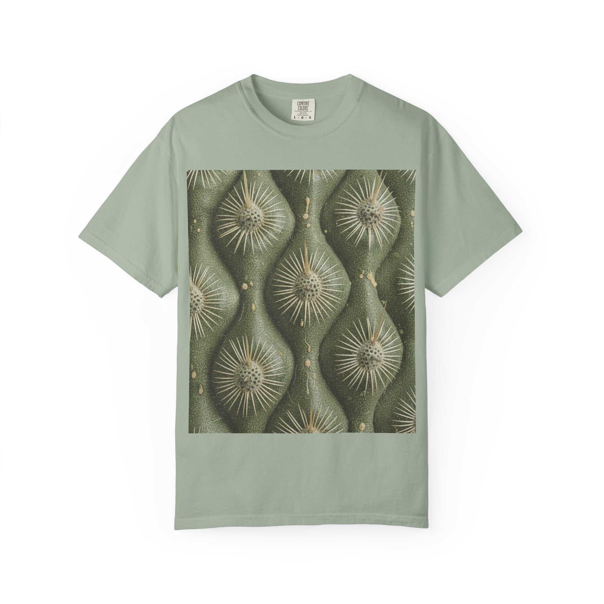 Abstract Olive Green Cactus Pattern T-Shirt