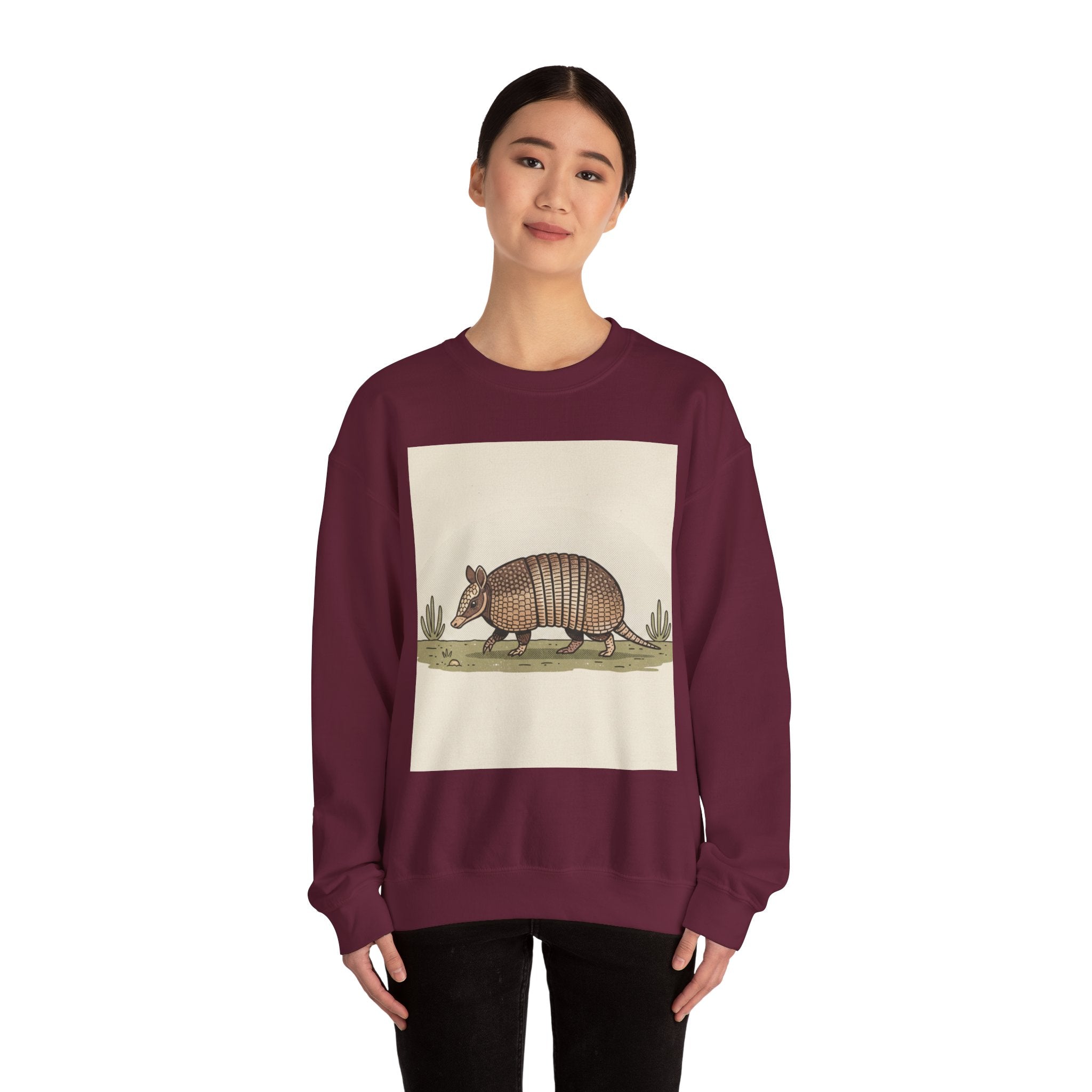 Armadillo Crewneck Sweatshirt — Vintage Desert Wildlife Graphic