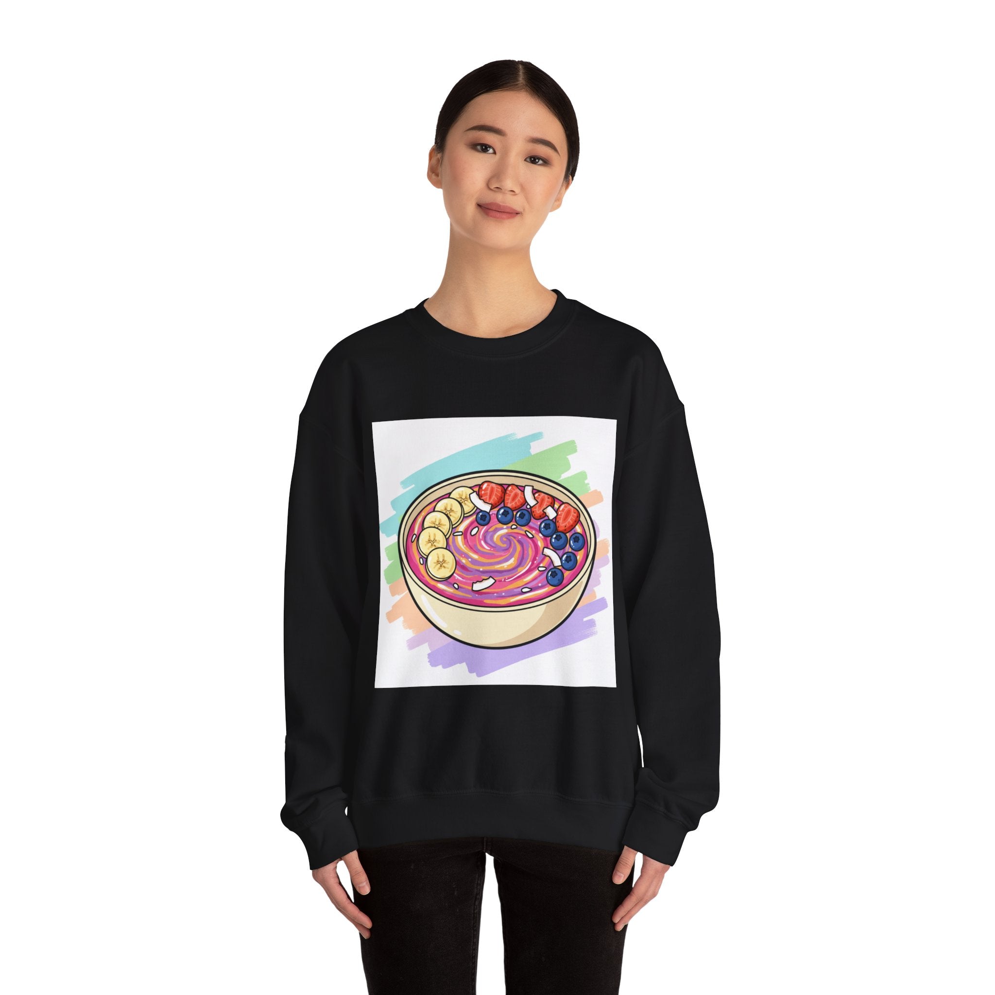 Acai Bowl Crewneck Sweatshirt - Colorful Fruit Smoothie Bowl Graphic