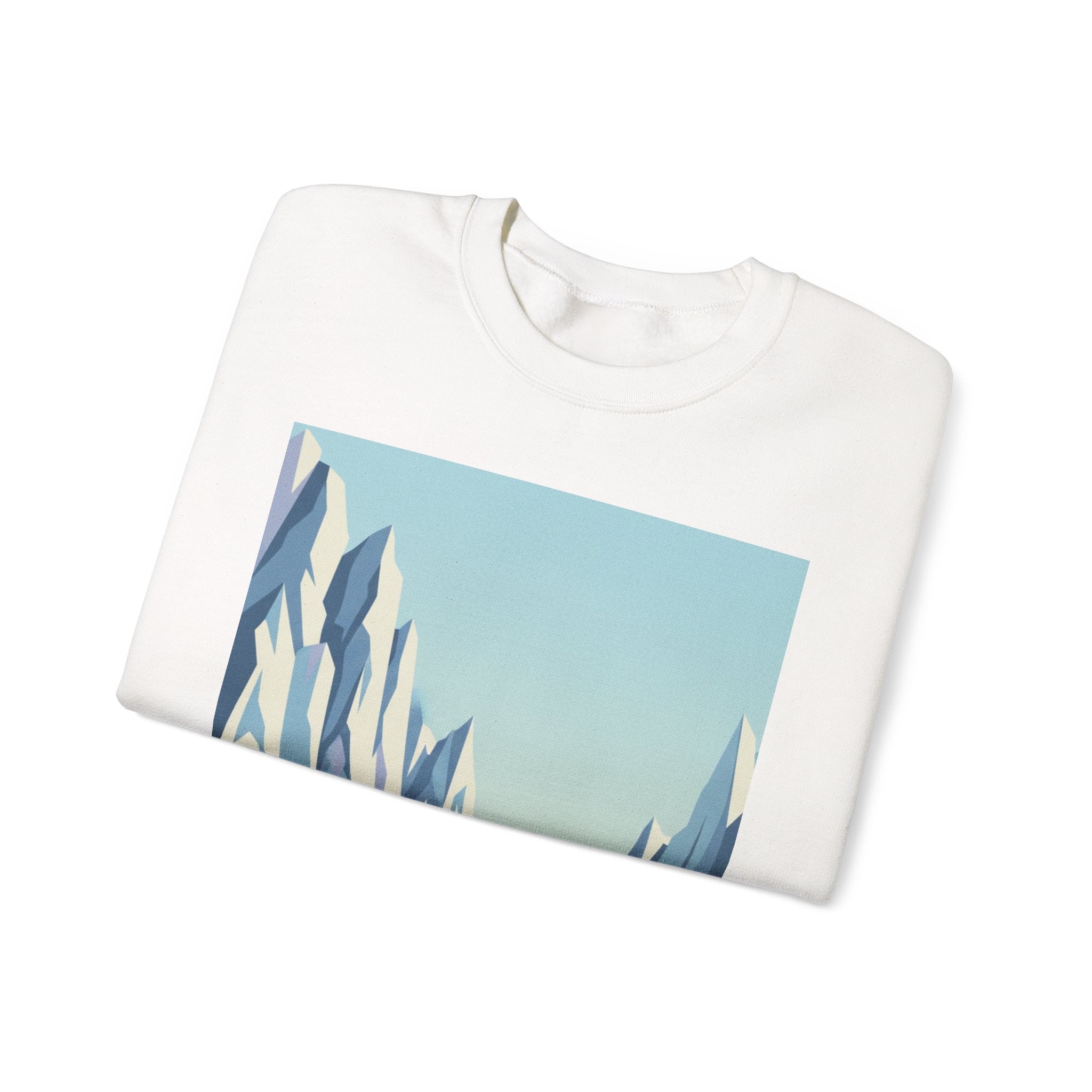 Arctic Canyon Graphic Sweatshirt — Minimal Mountain Ice Landscape Crewneck
