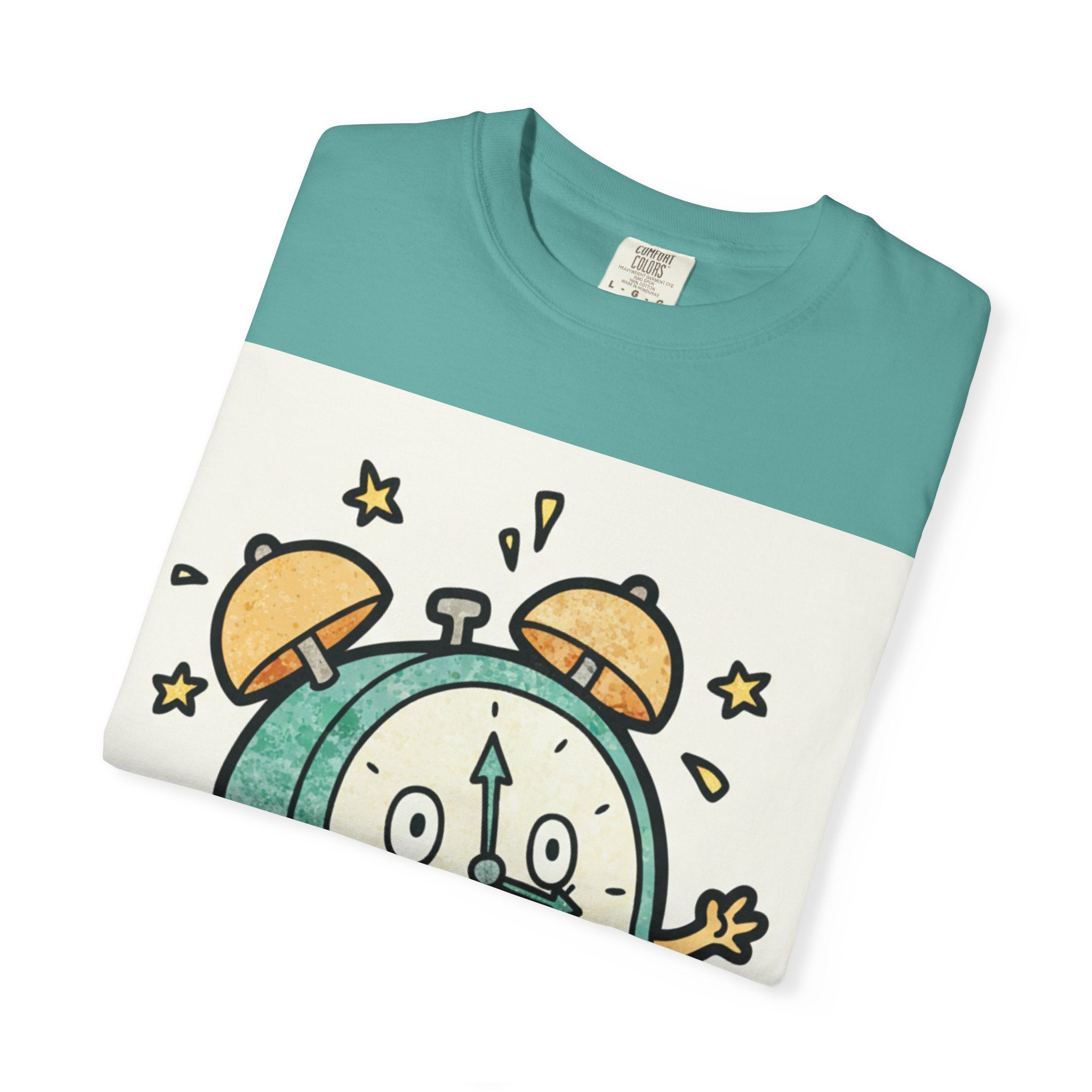 Alarm Clock Cartoon T‑Shirt — Cute Wake‑Up Graphic Tee for Kids & Adults