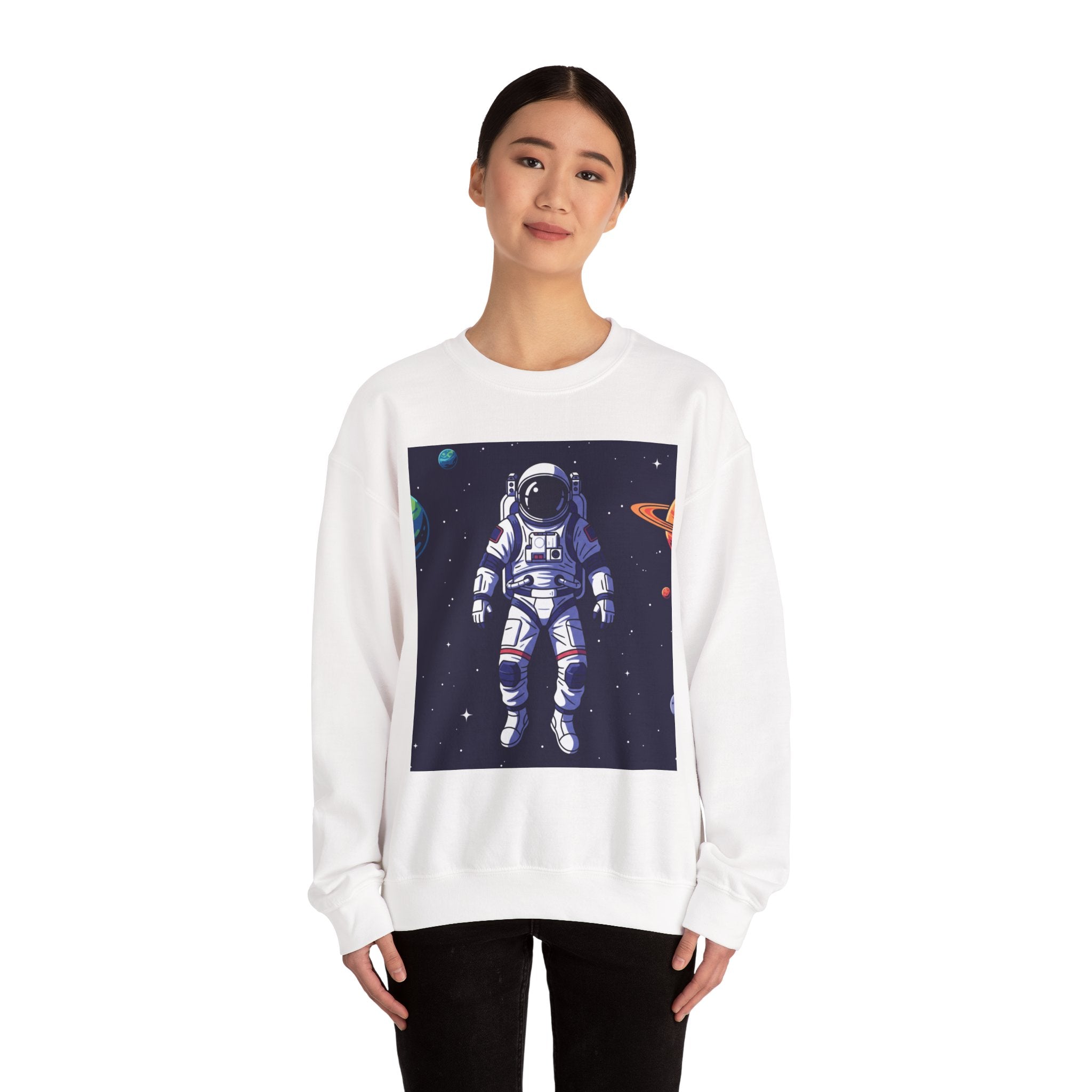 Astronaut Space Crewneck Sweatshirt — Retro Spacewalk Graphic