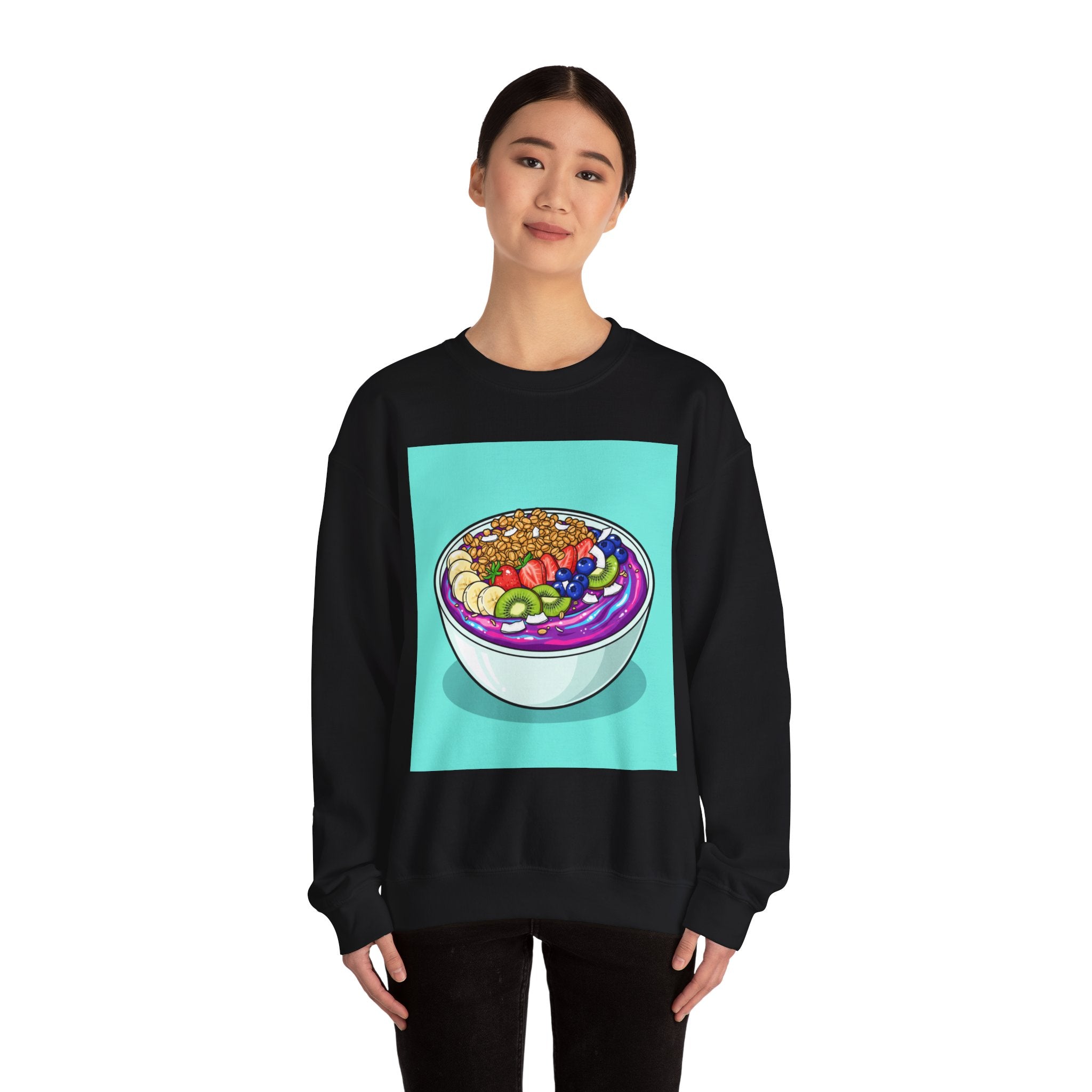 Acai Bowl Crewneck Sweatshirt — Colorful Smoothie Bowl Graphic Pullover