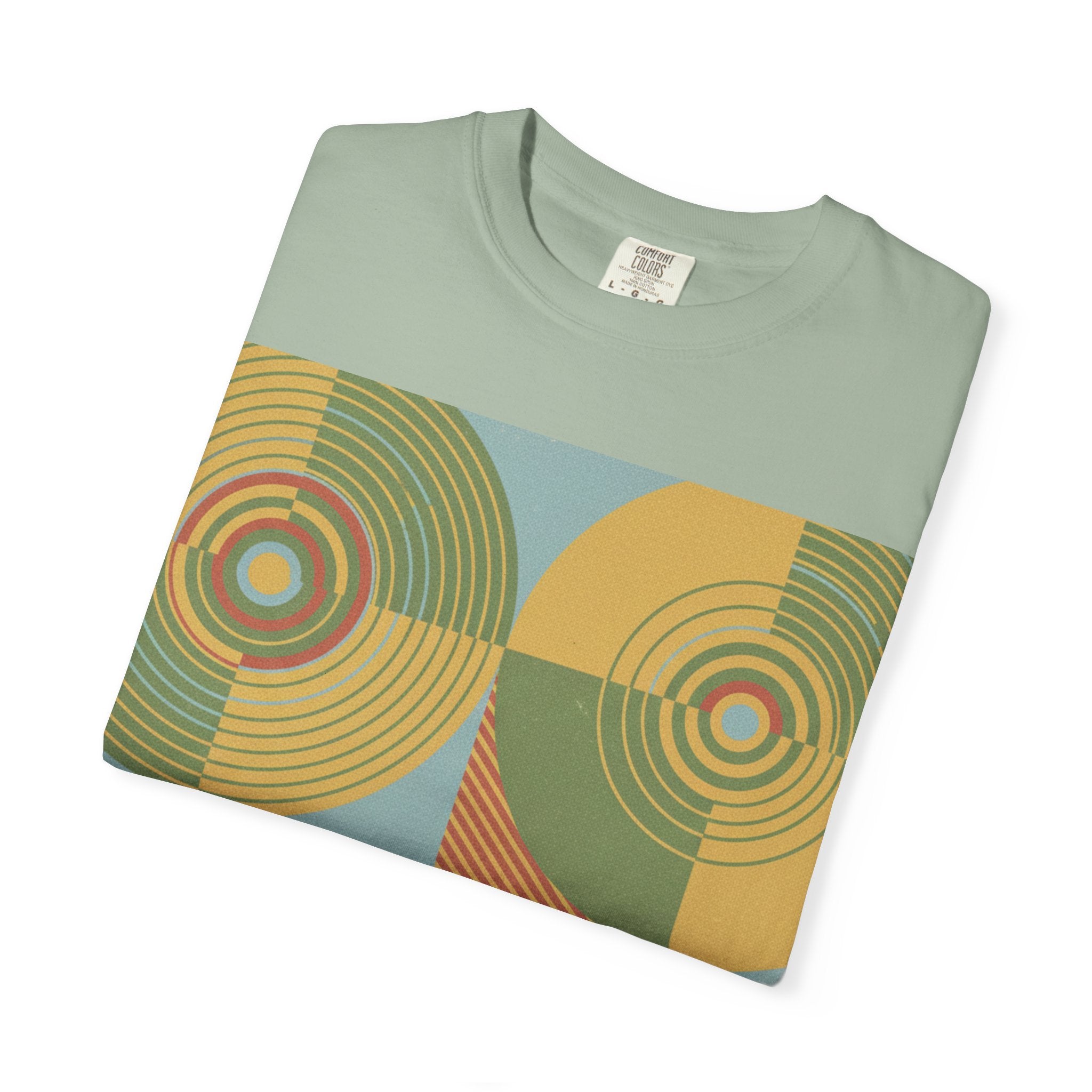 Abstract Farmland Patchwork T-Shirt — Aerial Fields Modernist Illustration