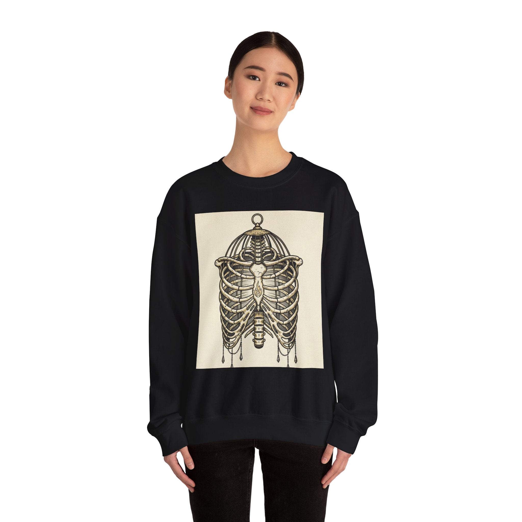Anatomical Ribcage Crewneck Sweatshirt – Vintage Skeleton Cage Graphic