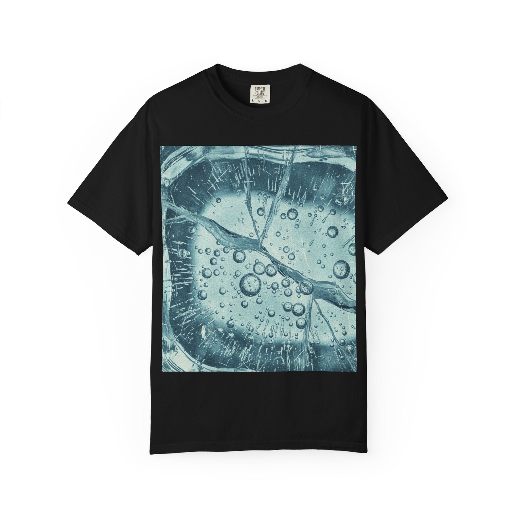 Abstract Water Bubble T-Shirt — Blue Liquid Texture Graphic Tee