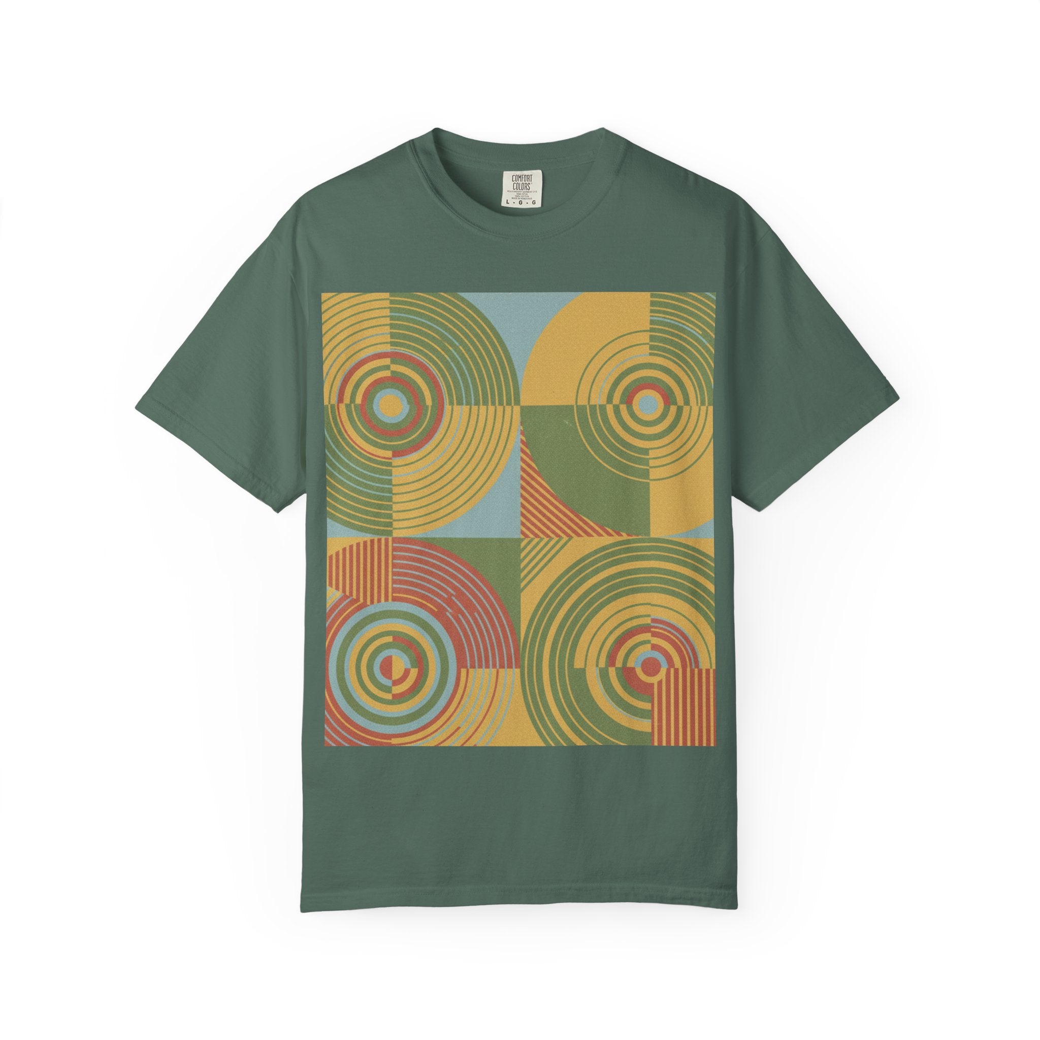 Abstract Farmland Patchwork T-Shirt — Aerial Fields Modernist Illustration