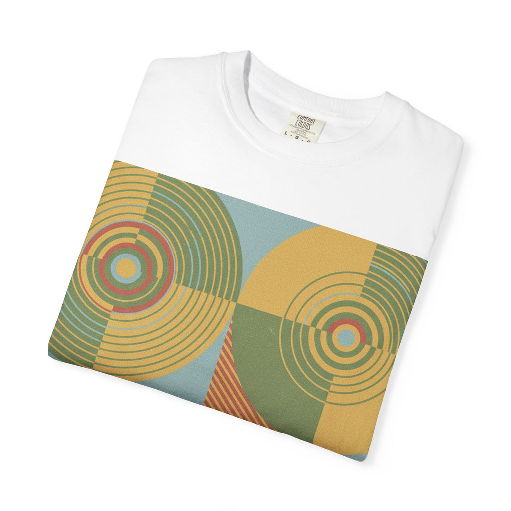 Abstract Farmland Patchwork T-Shirt — Aerial Fields Modernist Illustration