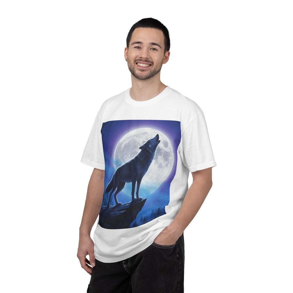 Airbrushed Howling Wolf T-Shirt | 80s Moonlit Cliff Artwork