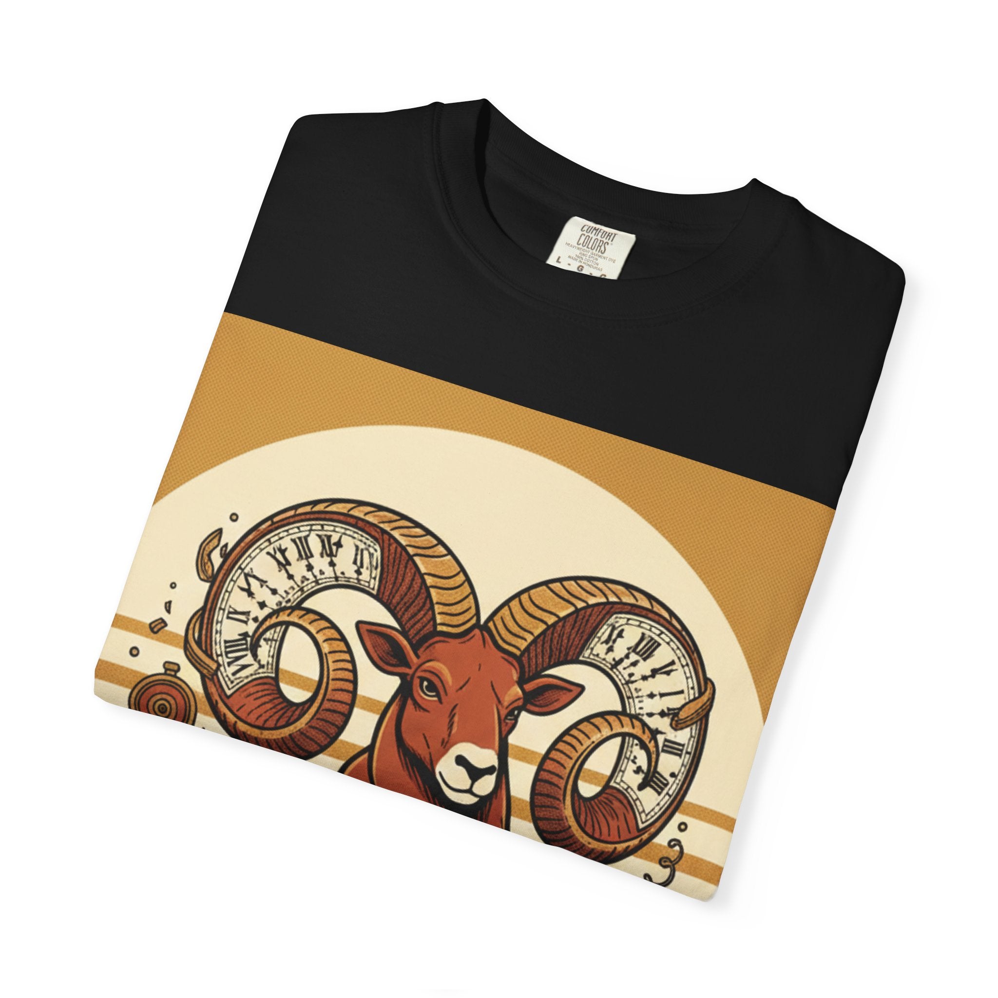 Aries Ram Graphic T-Shirt — Retro Zodiac Goat Design