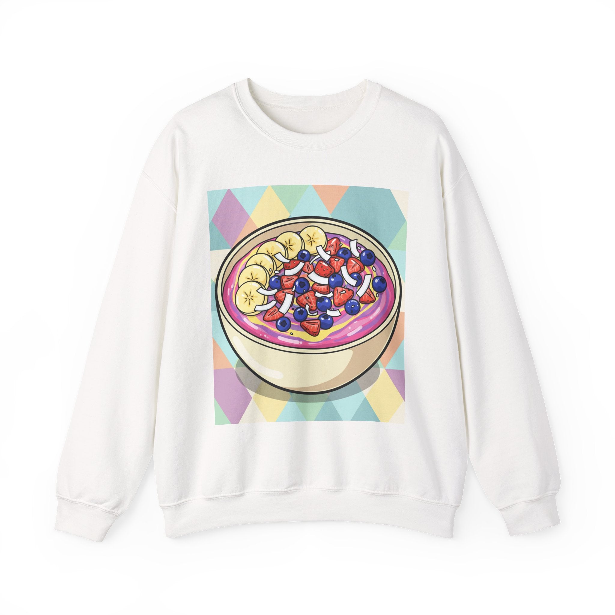 Acai Bowl Graphic Crewneck — Vibrant Smoothie Bowl Illustration Sweatshirt