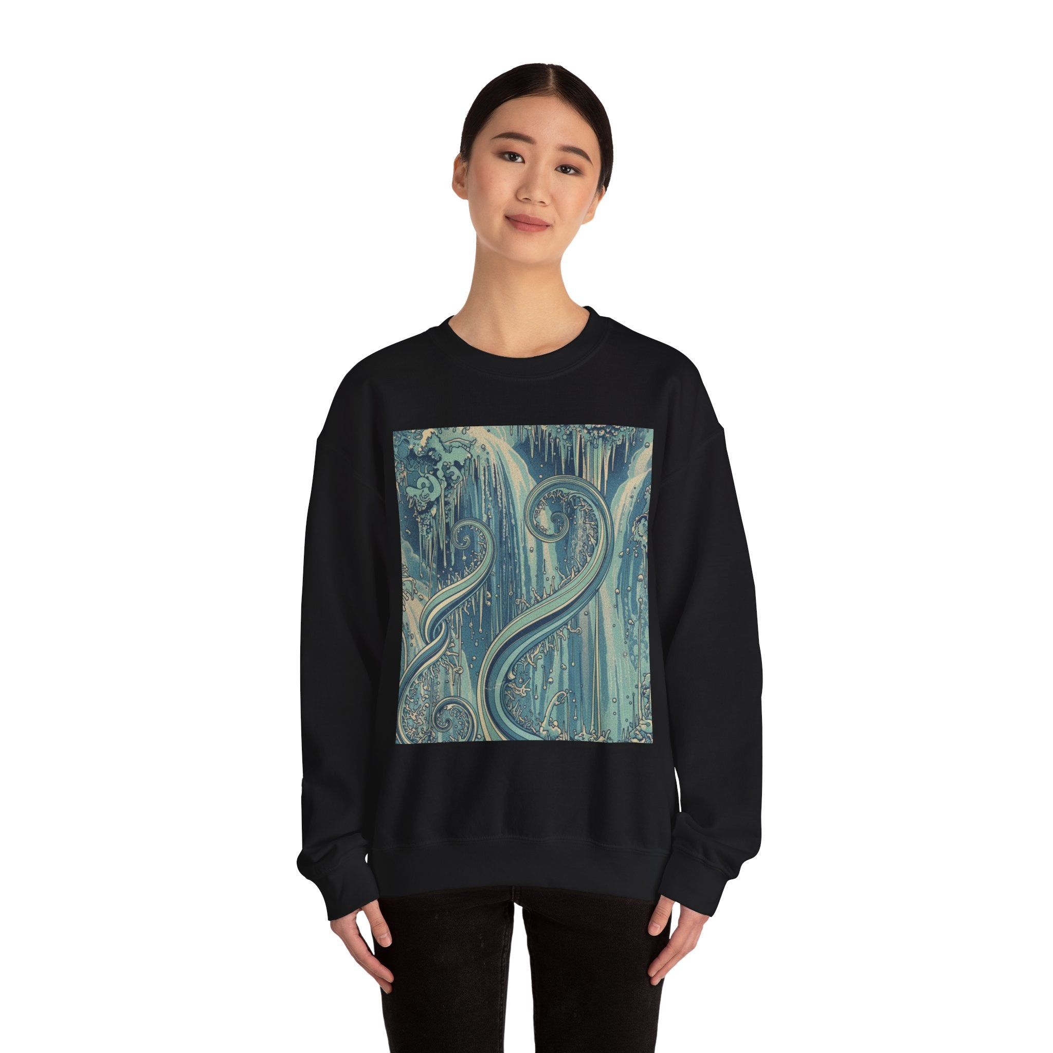 Abstract Ocean Waves Crewneck Sweatshirt