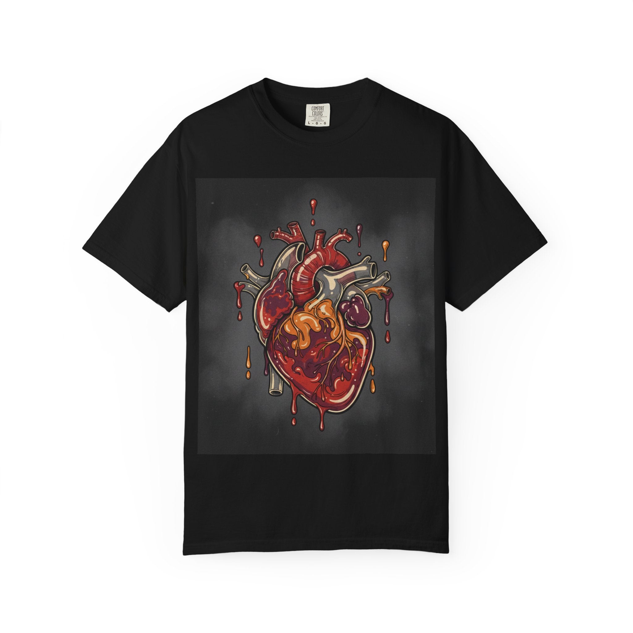 Anatomical Heart Graphic T-Shirt — Dripping Realistic Heart Design
