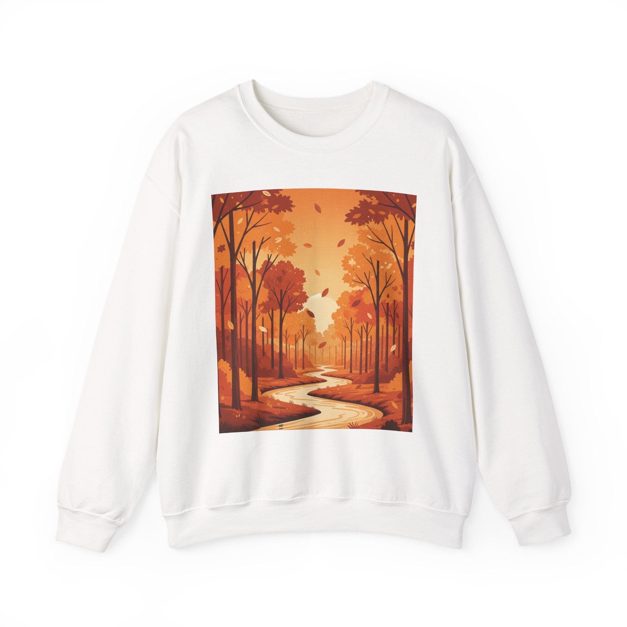 Autumn Forest Crewneck Sweatshirt – Orange Fall Trees Scenic Design
