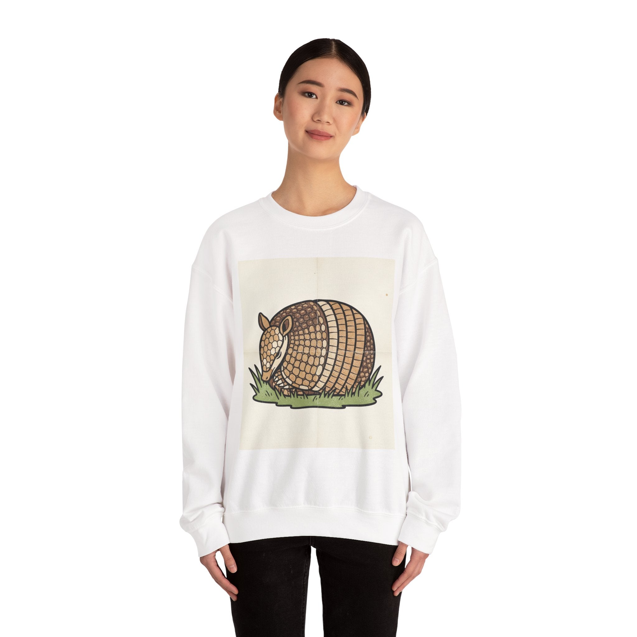 Armadillo Graphic Sweatshirt — Cute Retro Armadillo Illustration Crewneck