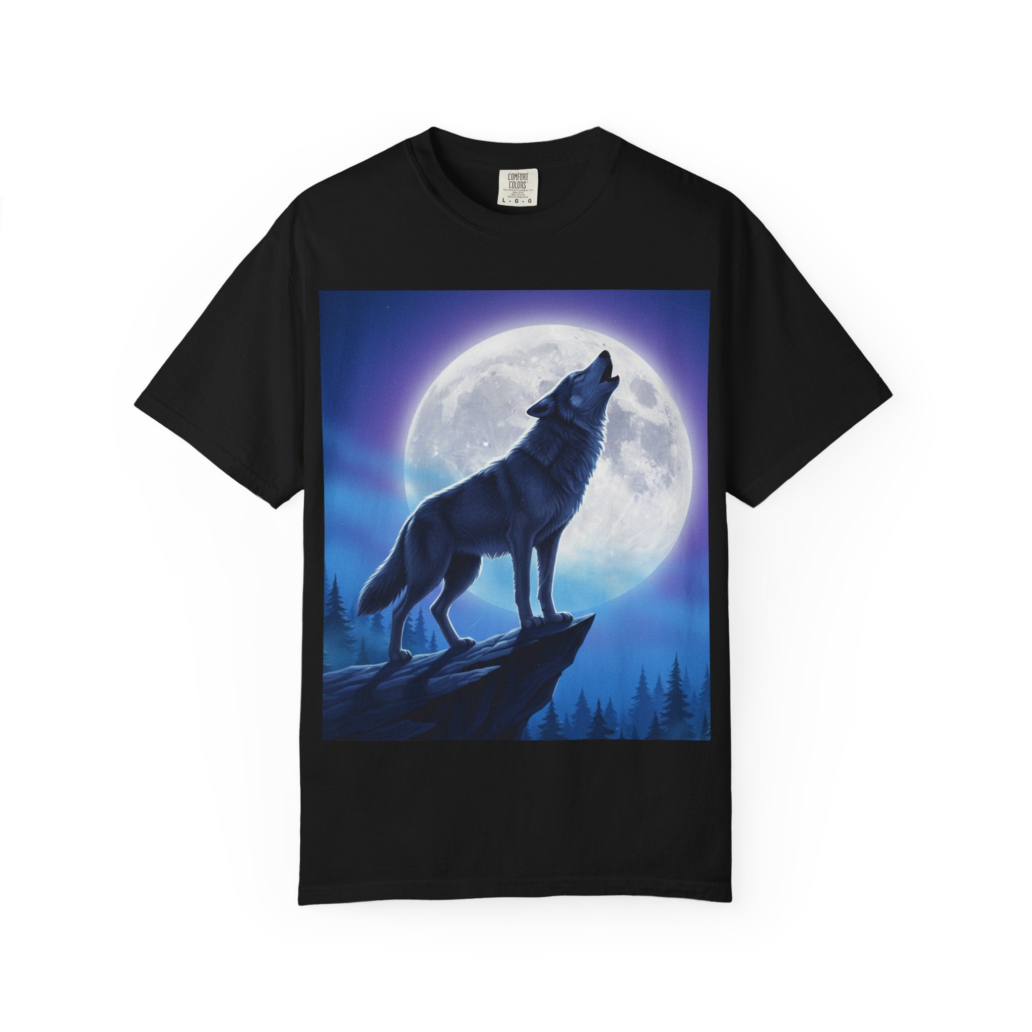 Airbrushed Howling Wolf T-Shirt | 80s Moonlit Cliff Artwork