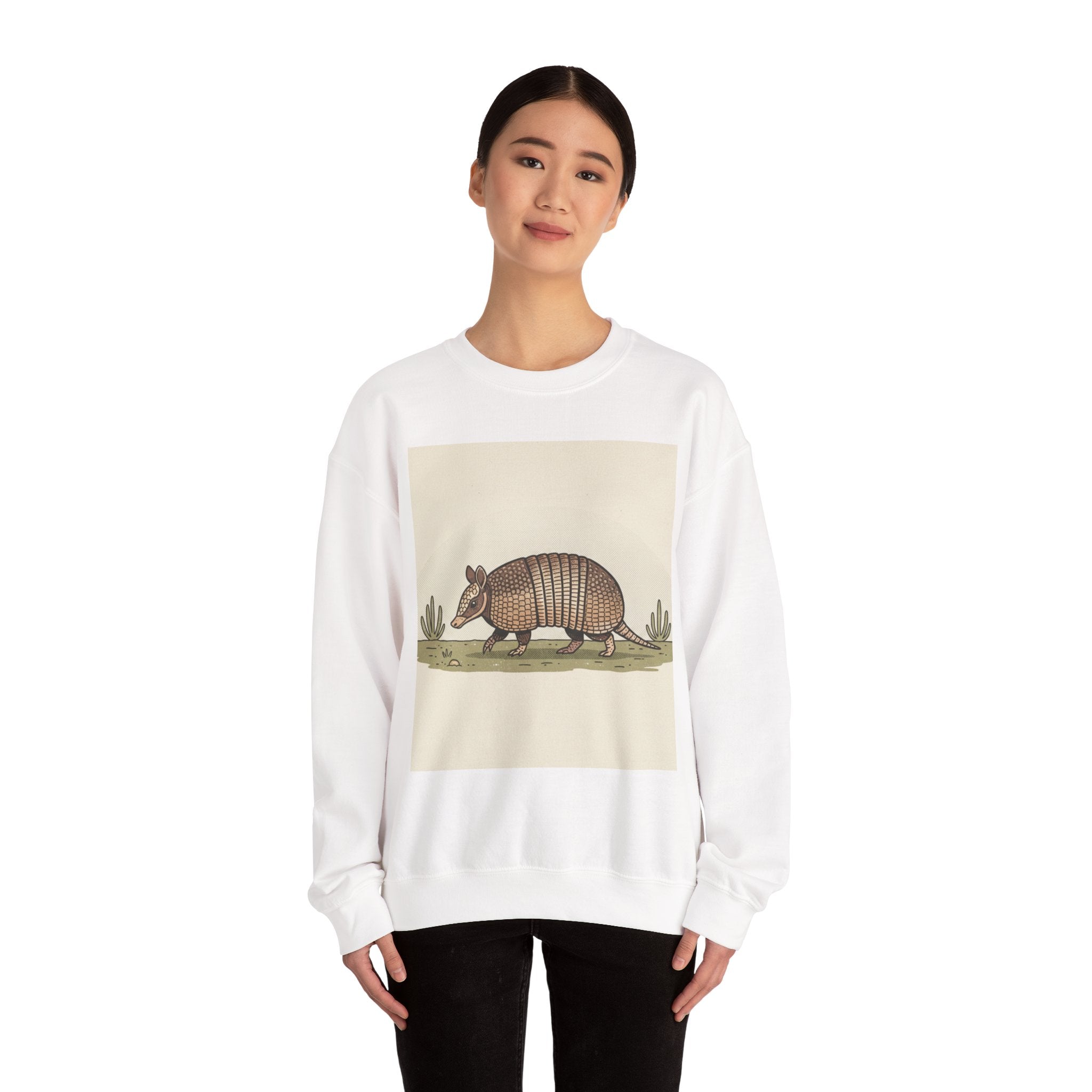 Armadillo Crewneck Sweatshirt — Vintage Desert Wildlife Graphic