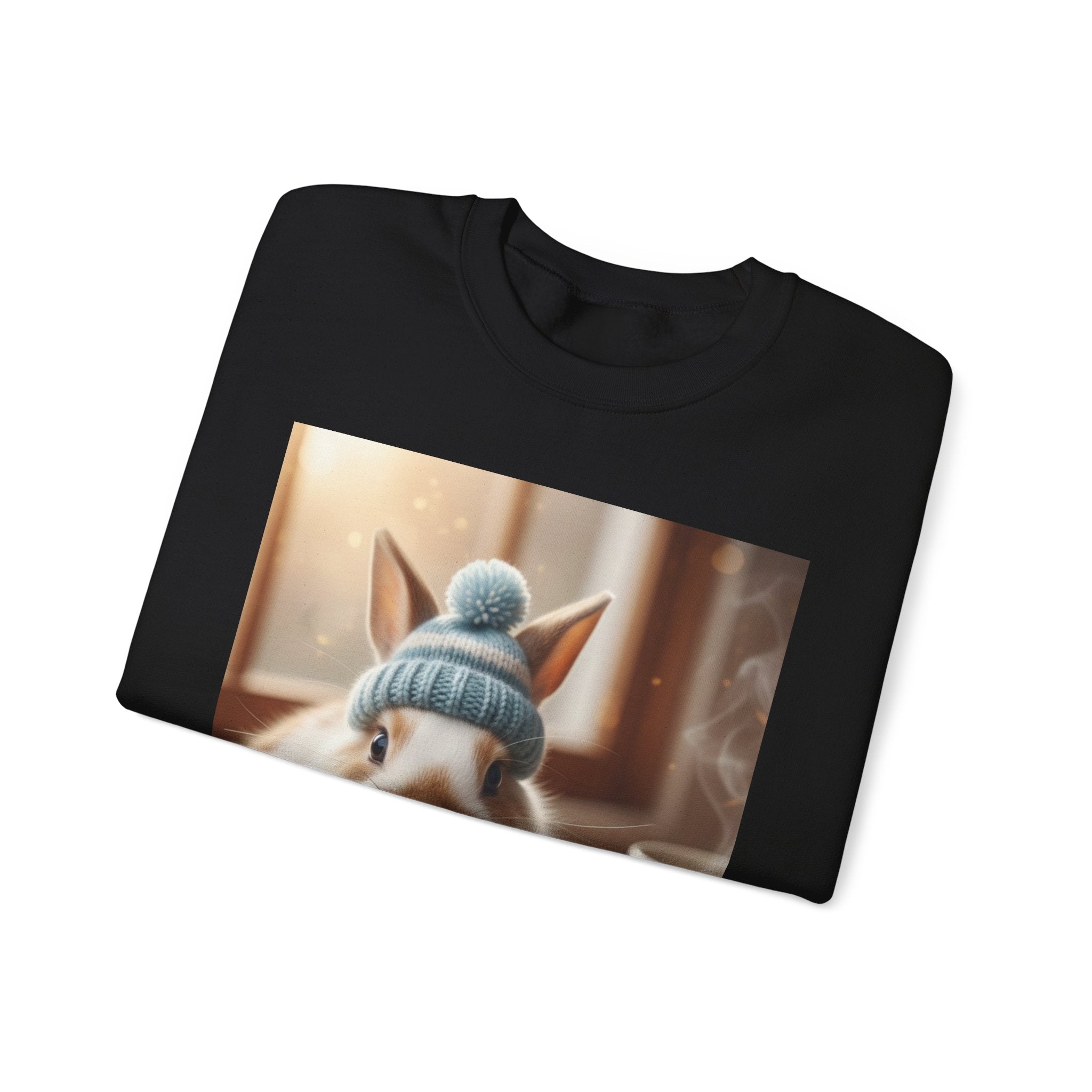 Cozy Bunny in Knit Hat Sweatshirt | Cute Rabbit Winter Graphic