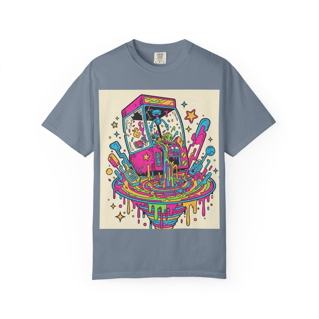 Arcade Vortex T-Shirt — Neon Retro Gaming Drip Tee