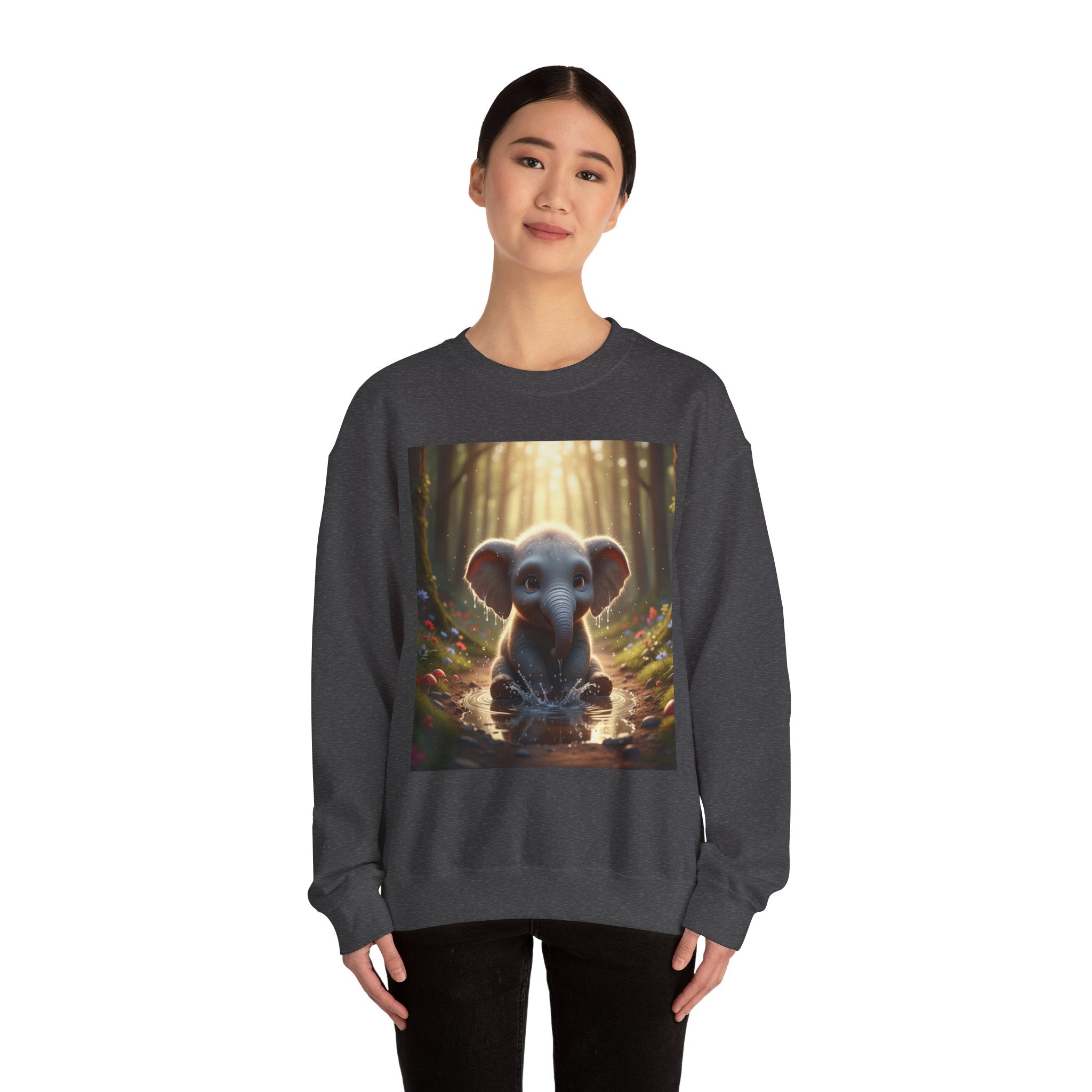 Baby Elephant in Forest sweatshirt | Cute Woodland Animal Crewneck
