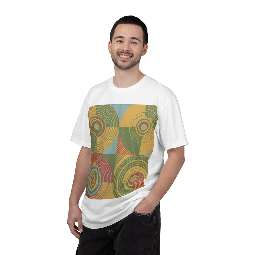 Abstract Farmland Patchwork T-Shirt — Aerial Fields Modernist Illustration