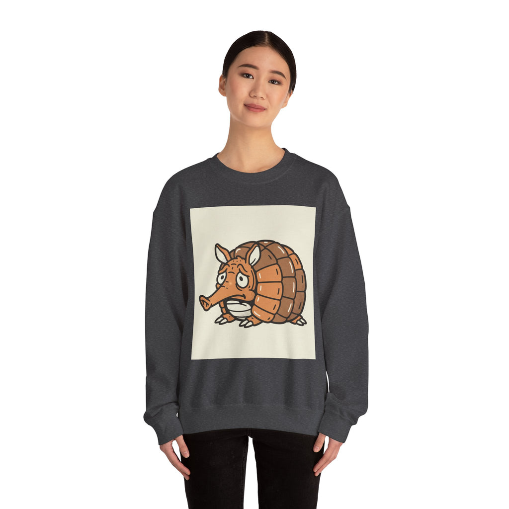 Armadillo Cartoon Crewneck Sweatshirt – Cute Woodland Animal Graphic