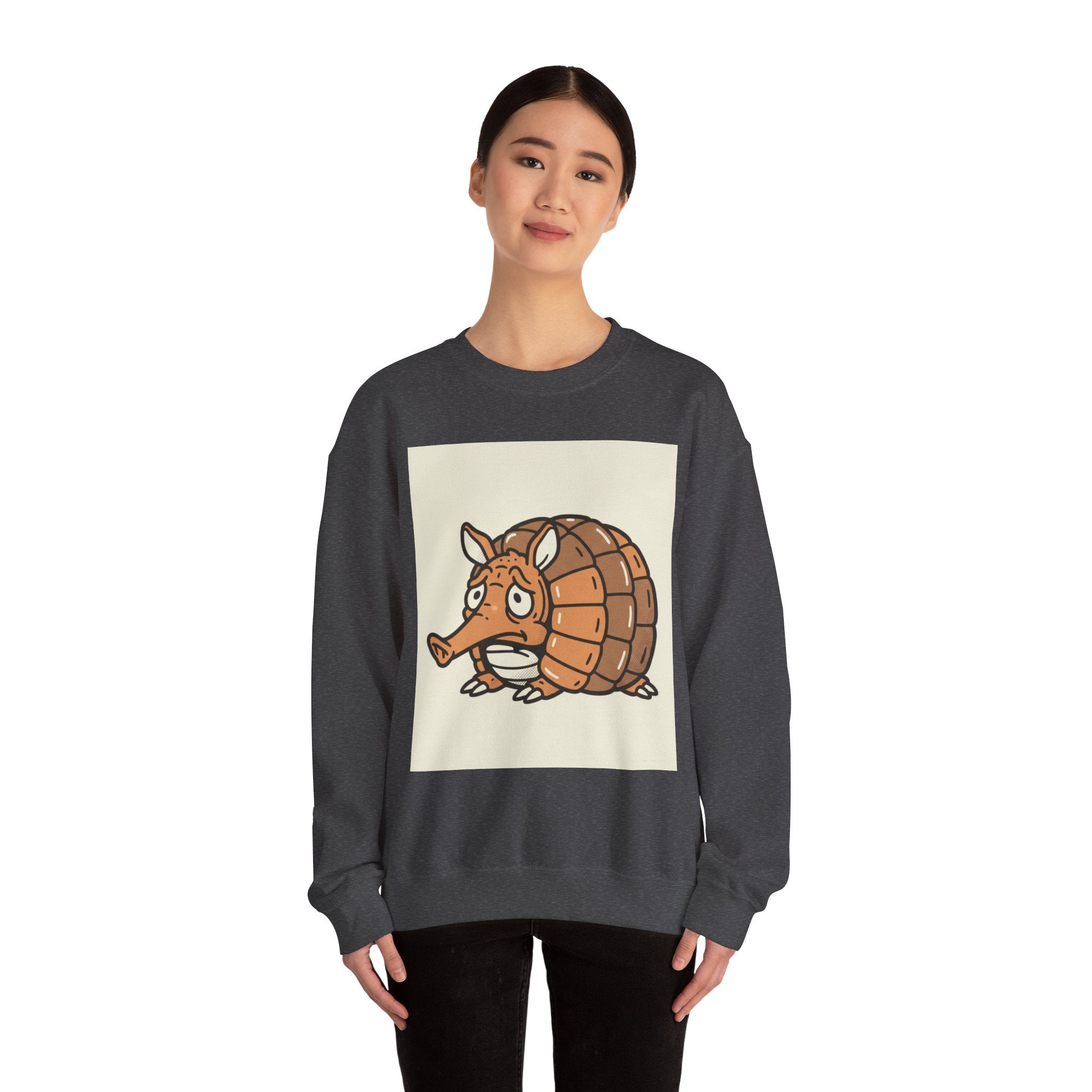 Armadillo Cartoon Crewneck Sweatshirt – Cute Woodland Animal Graphic