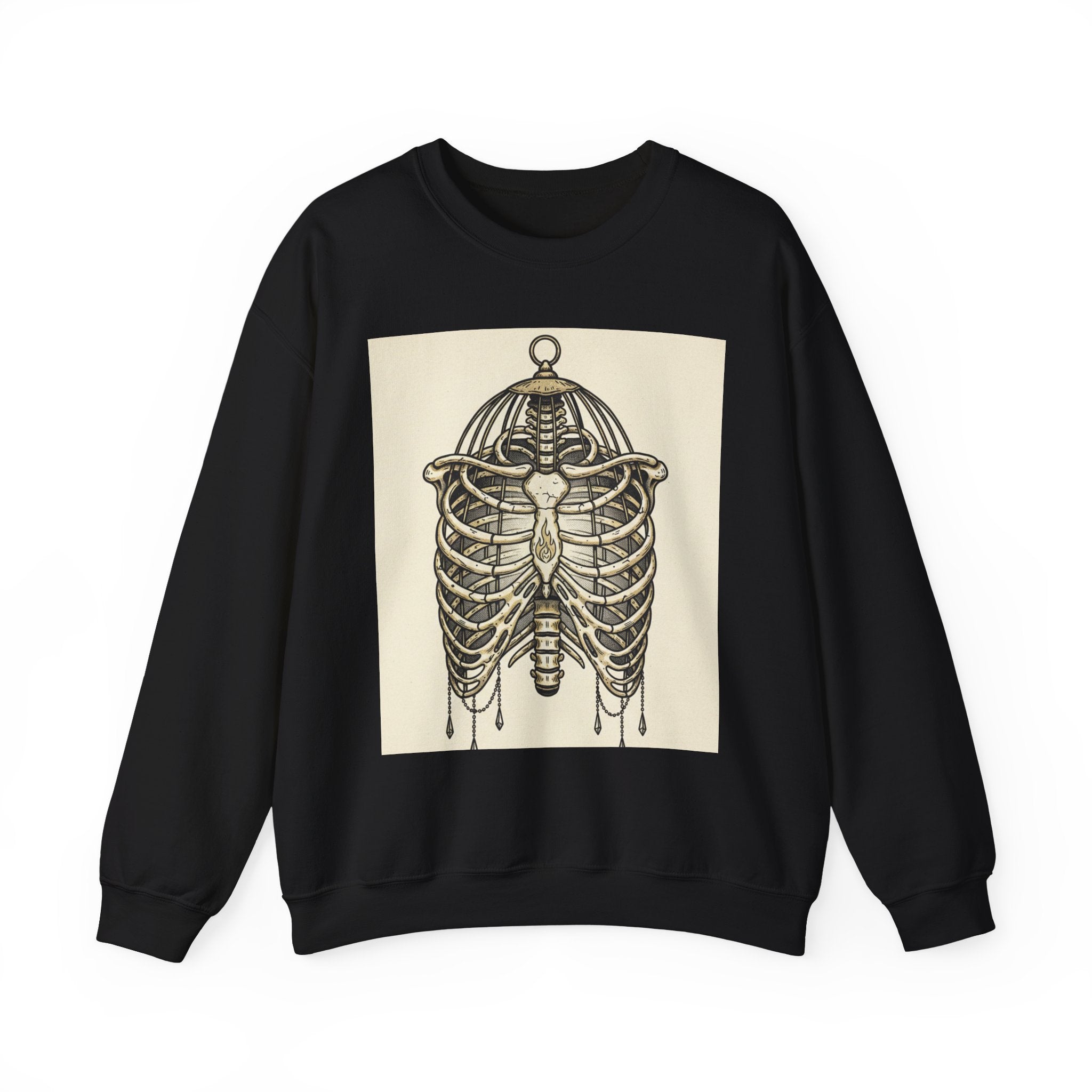 Anatomical Ribcage Crewneck Sweatshirt – Vintage Skeleton Cage Graphic