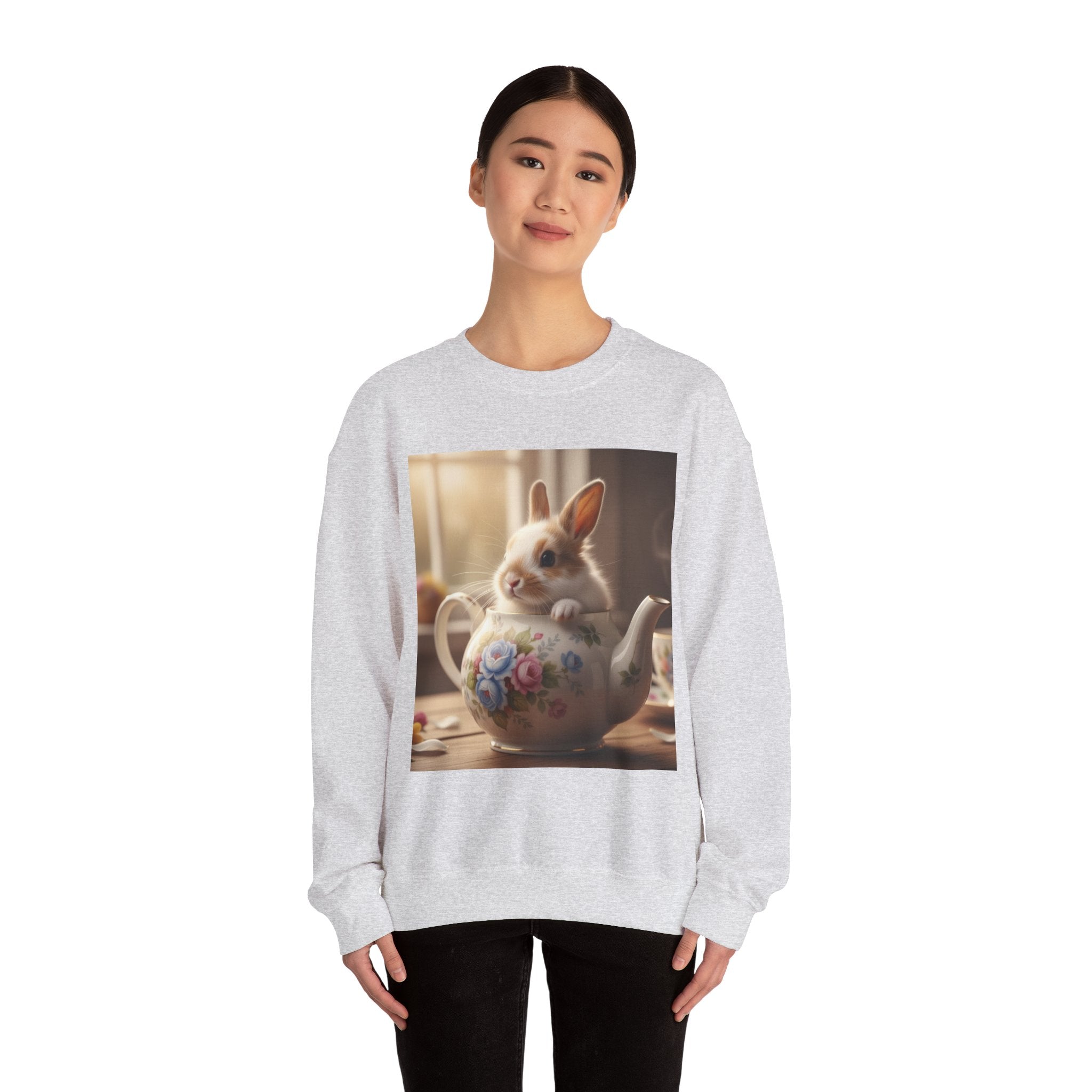 Bunny in Teapot Sweatshirt | Cute Rabbit Illustration