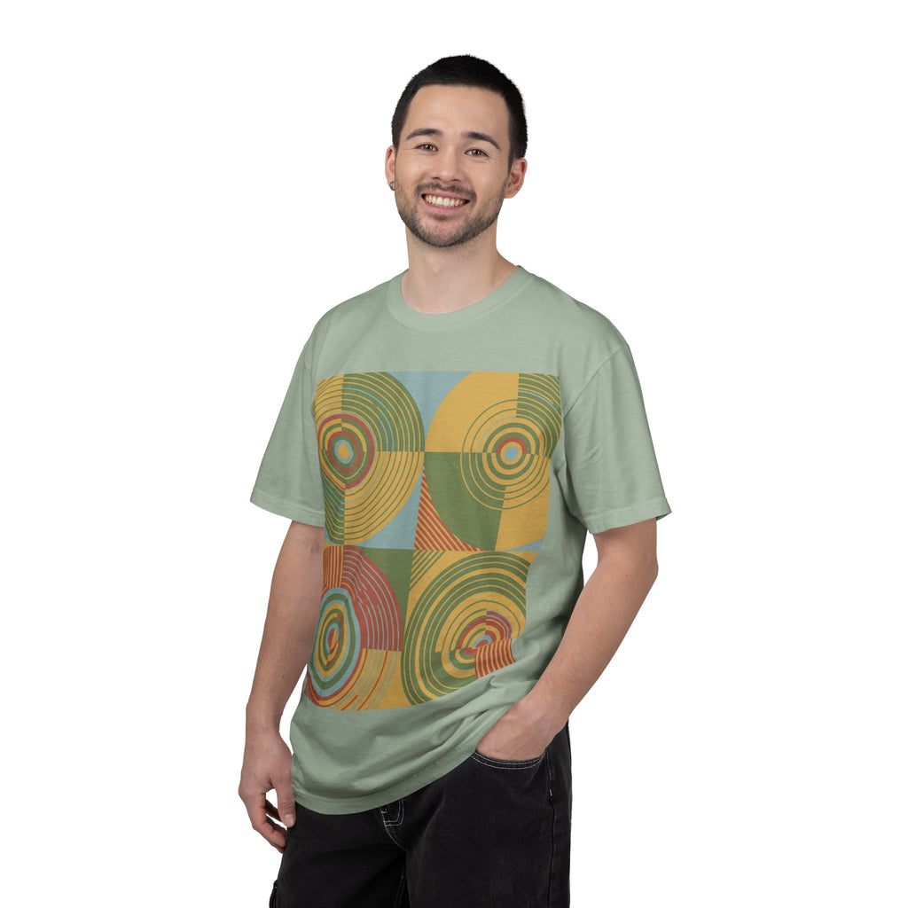 Abstract Farmland Patchwork T-Shirt — Aerial Fields Modernist Illustration