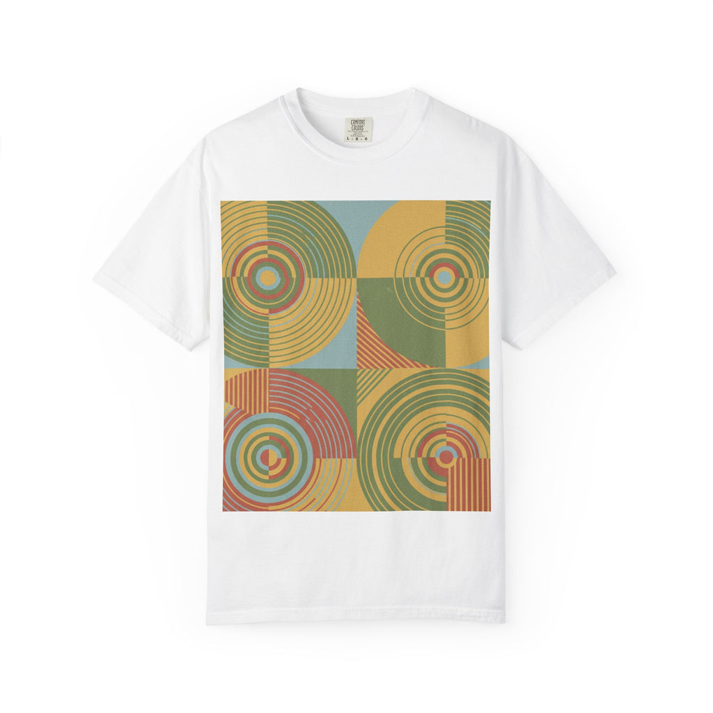 Abstract Farmland Patchwork T-Shirt — Aerial Fields Modernist Illustration