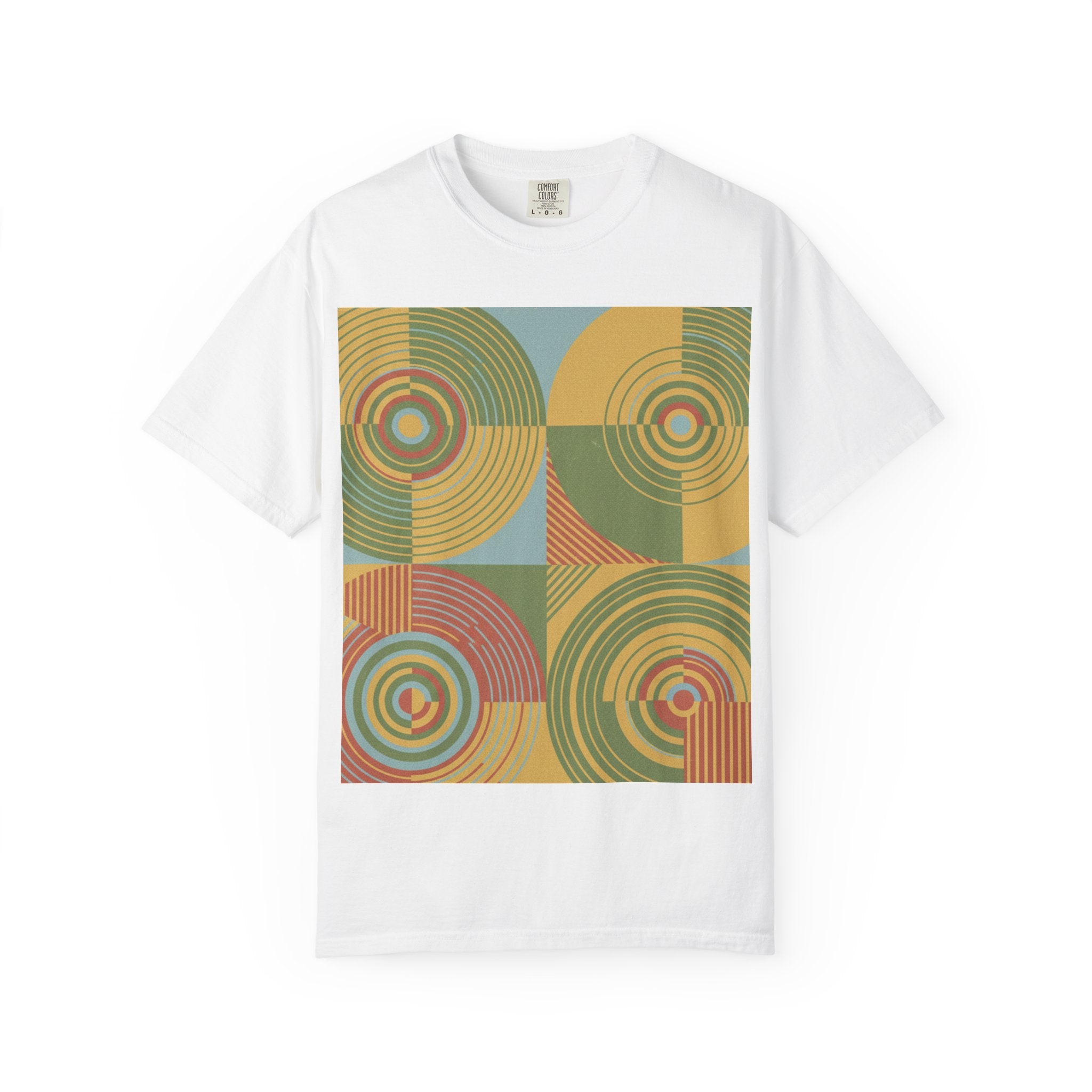 Abstract Farmland Patchwork T-Shirt — Aerial Fields Modernist Illustration