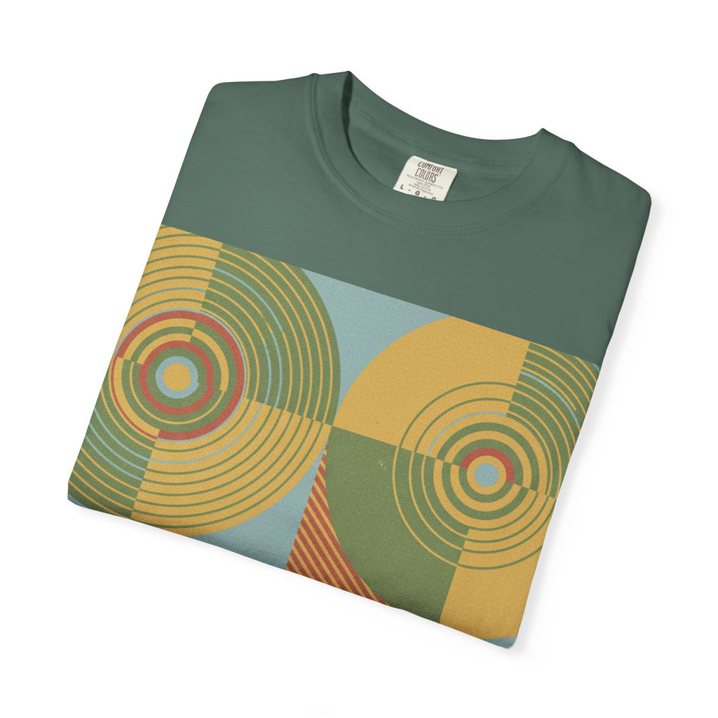 Abstract Farmland Patchwork T-Shirt — Aerial Fields Modernist Illustration