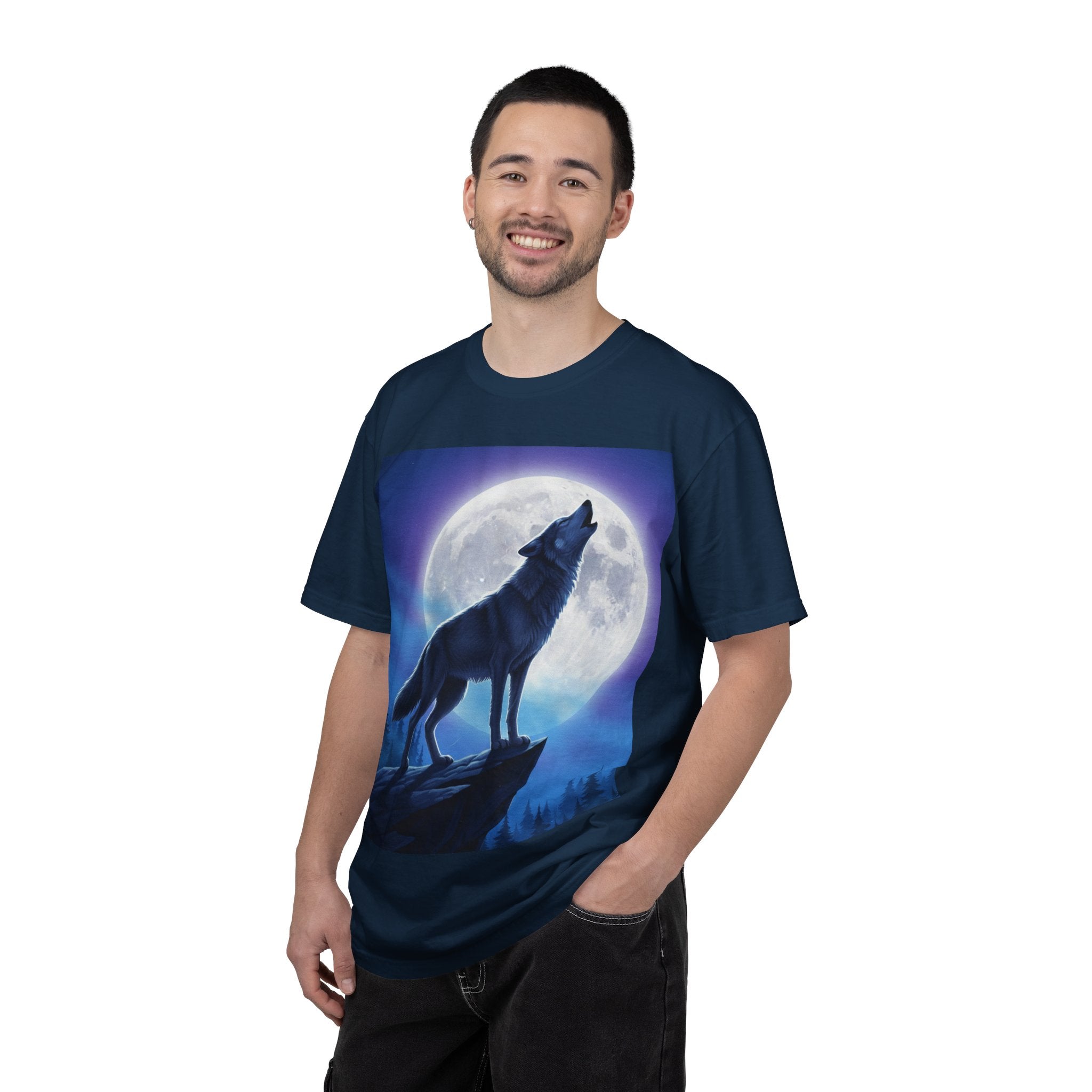 Airbrushed Howling Wolf T-Shirt | 80s Moonlit Cliff Artwork