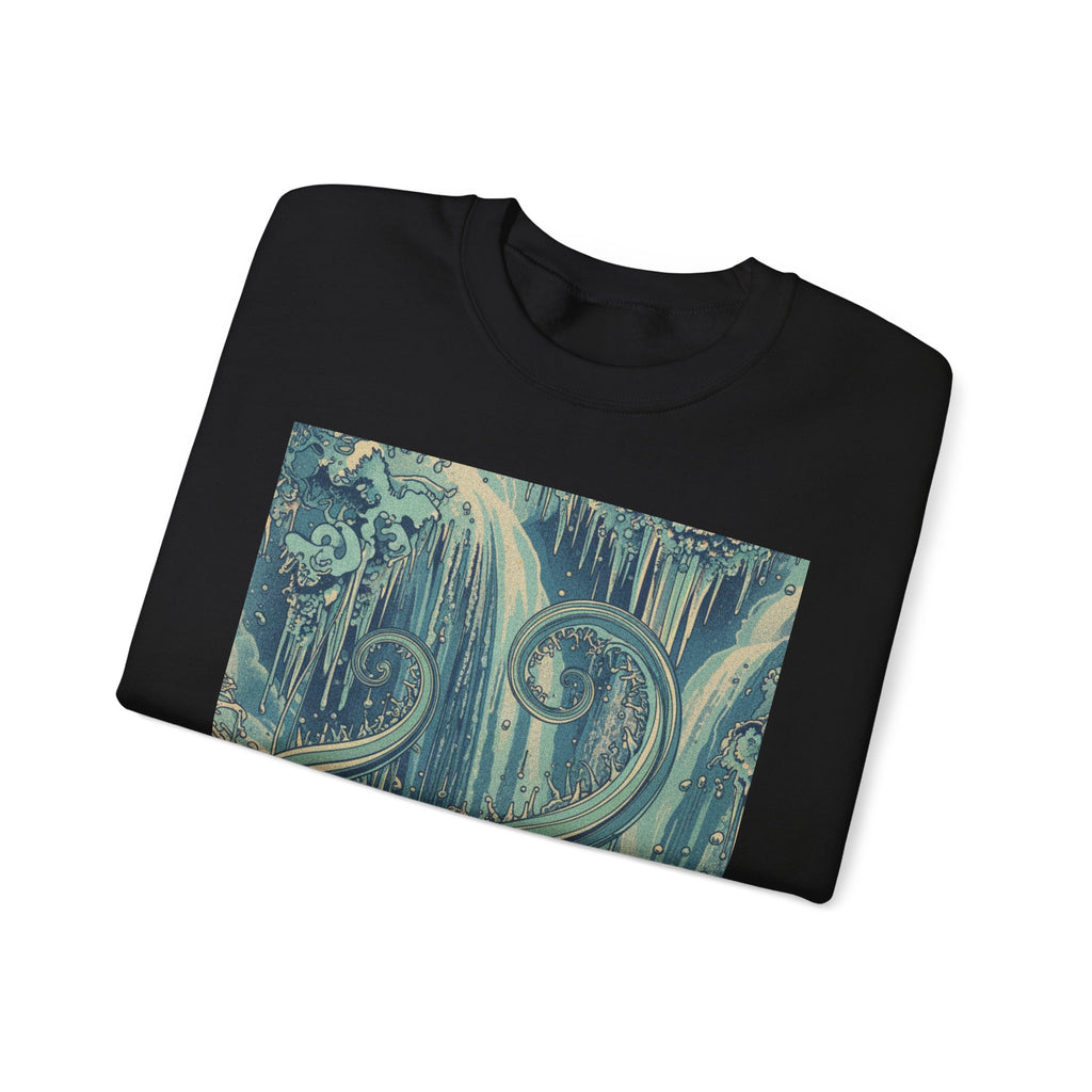 Abstract Ocean Waves Crewneck Sweatshirt