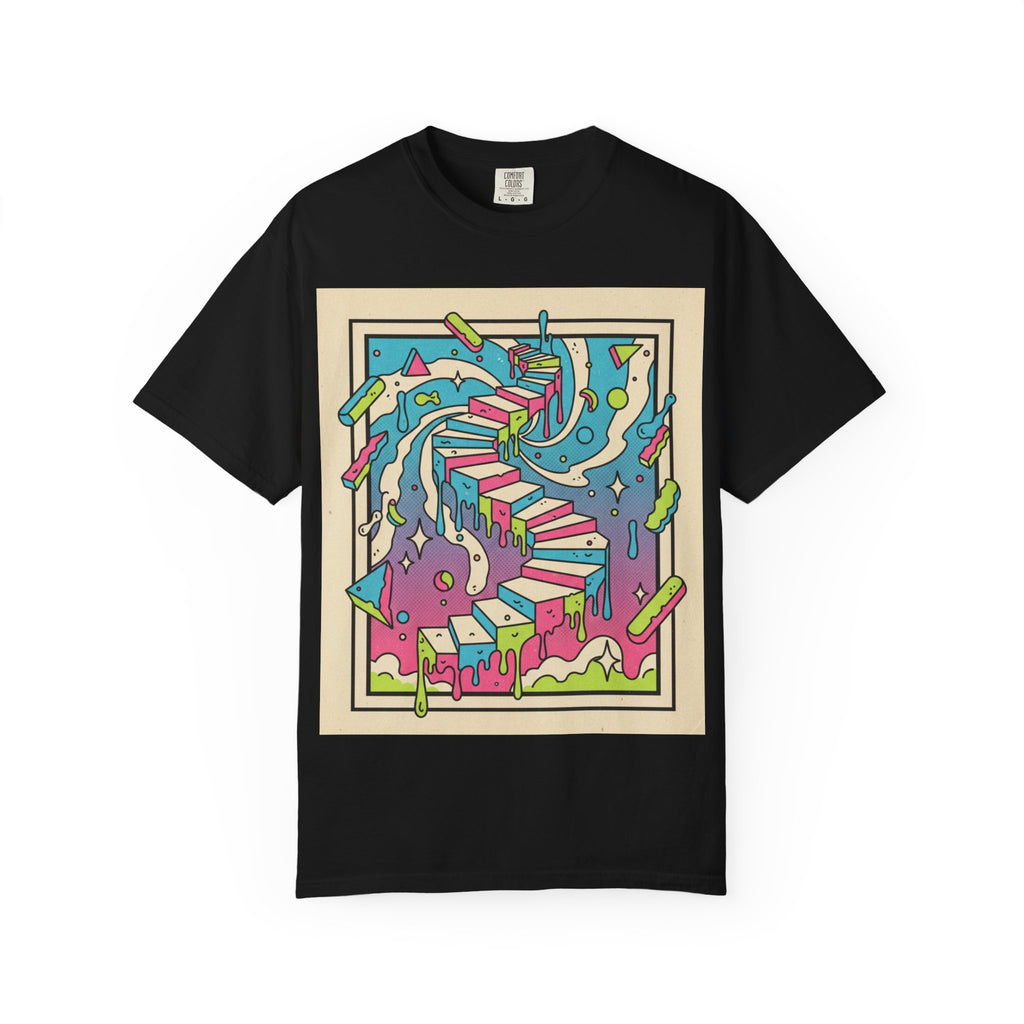 Abstract Stairway Art T-Shirt — Colorful Surreal Landscape Graphic Tee