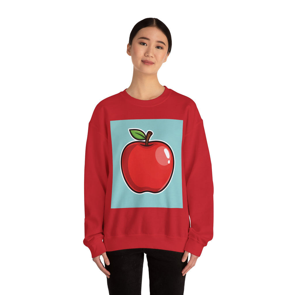 Apple Graphic Crewneck Sweatshirt — Retro Red Apple Design