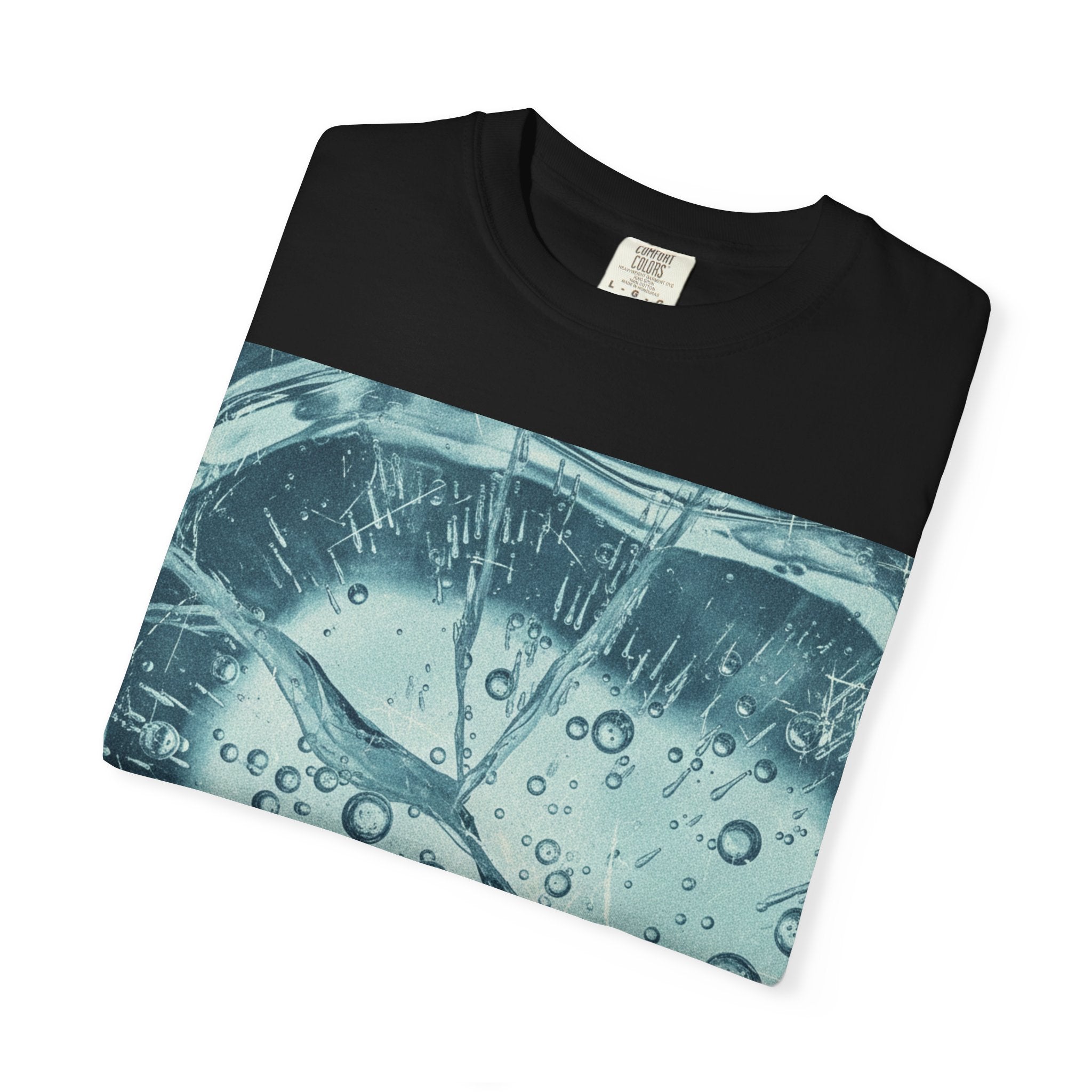 Abstract Water Bubble T-Shirt — Blue Liquid Texture Graphic Tee