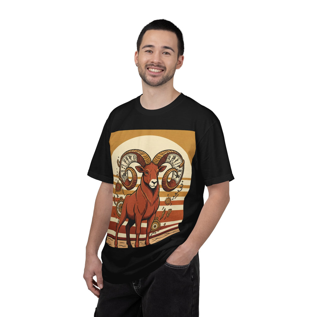 Aries Ram Graphic T-Shirt — Retro Zodiac Goat Design