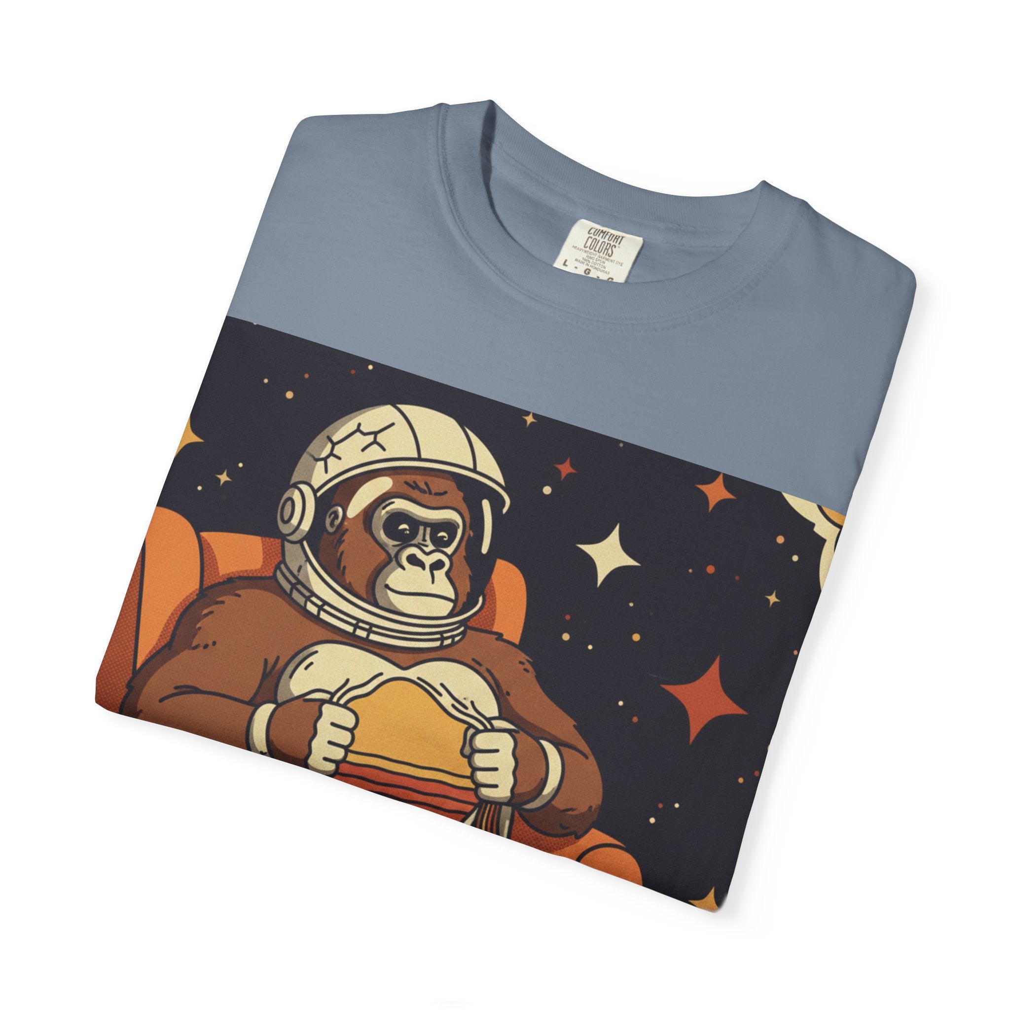 Astronaut Ape T-Shirt — Retro Space Monkey on Armchair