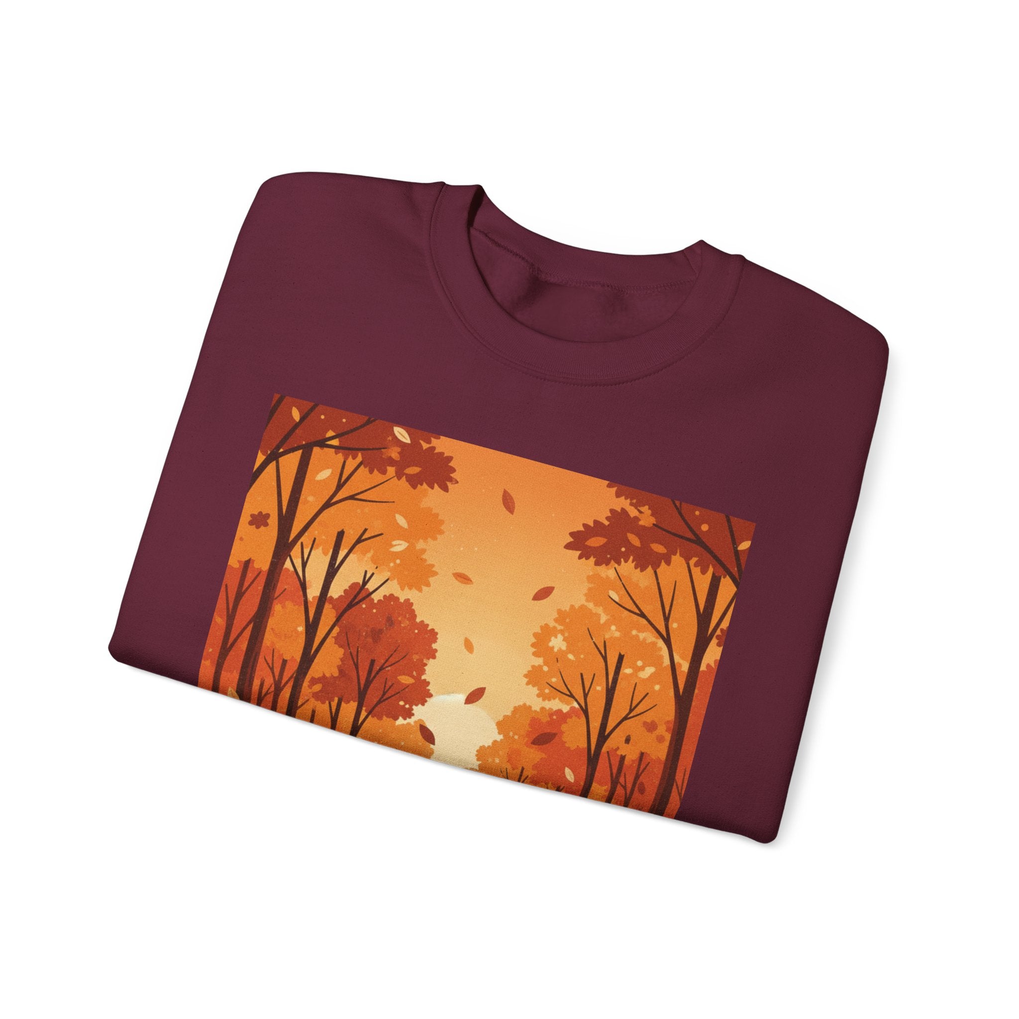 Autumn Forest Crewneck Sweatshirt – Orange Fall Trees Scenic Design