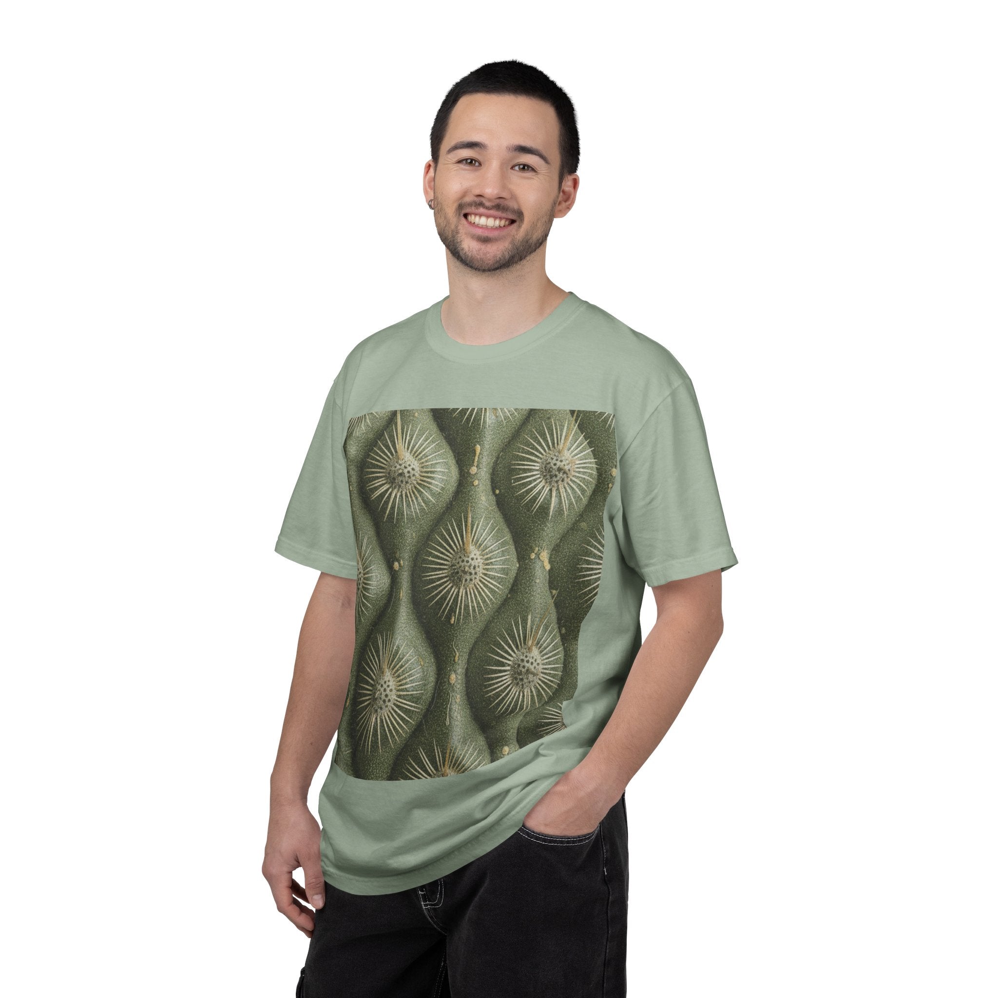 Abstract Olive Green Cactus Pattern T-Shirt